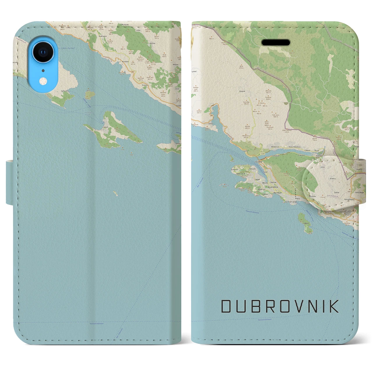 【ドゥブロヴニク(クロアチア)】地図柄iPhoneケース(手帳タイプ)ナチュラル・iPhone XR 用