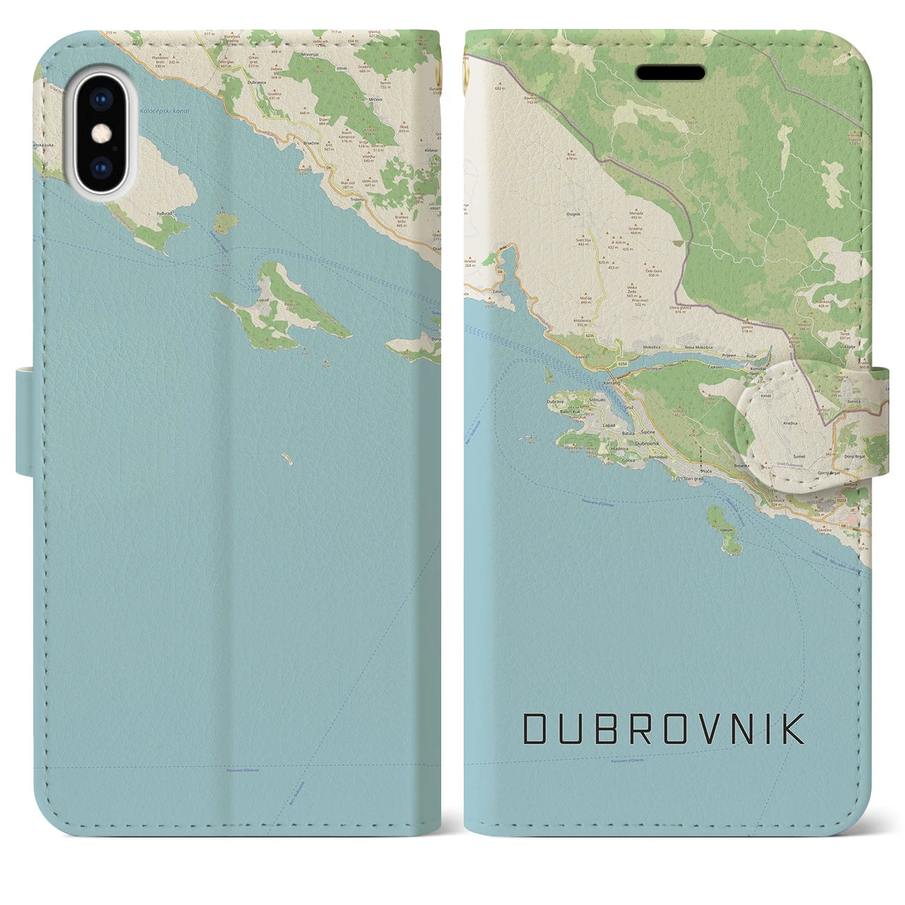 【ドゥブロヴニク(クロアチア)】地図柄iPhoneケース(手帳タイプ)ナチュラル・iPhone XS Max 用