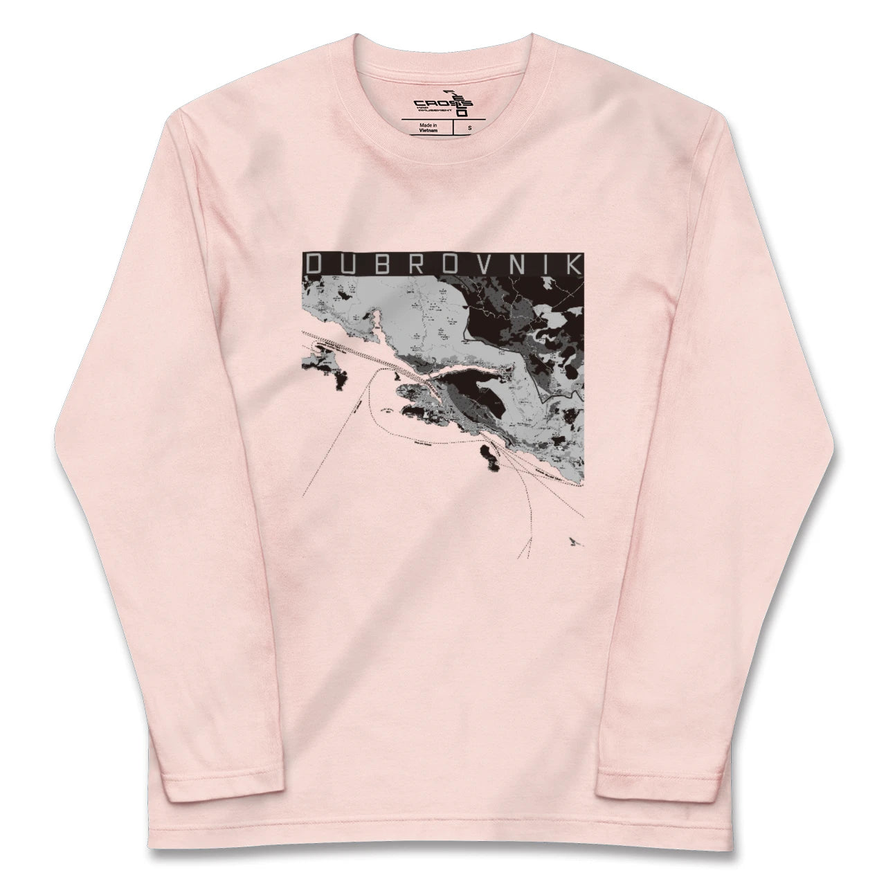 【ドゥブロヴニク(クロアチア)】地図柄ロングスリーブTシャツ
