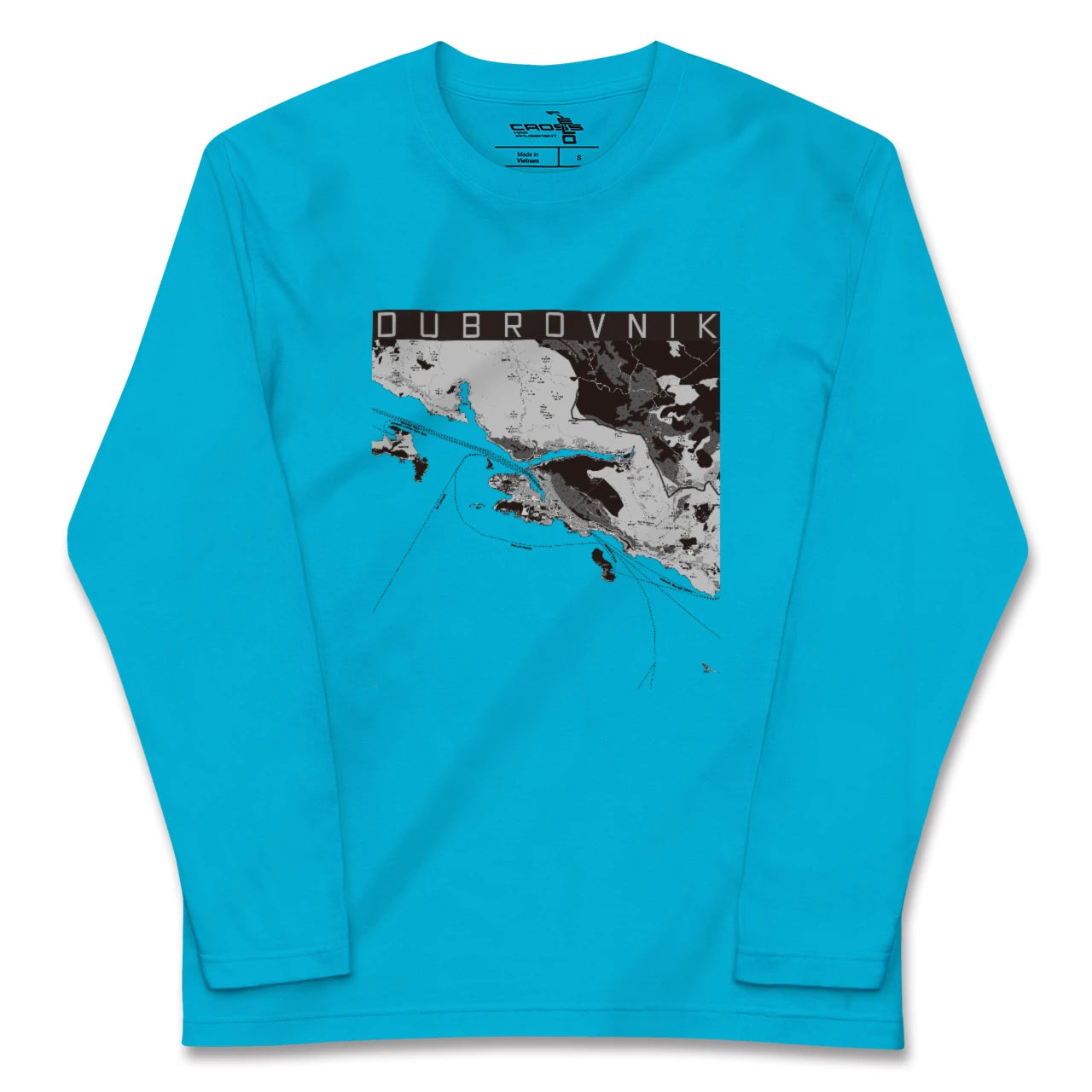 【ドゥブロヴニク(クロアチア)】地図柄ロングスリーブTシャツ