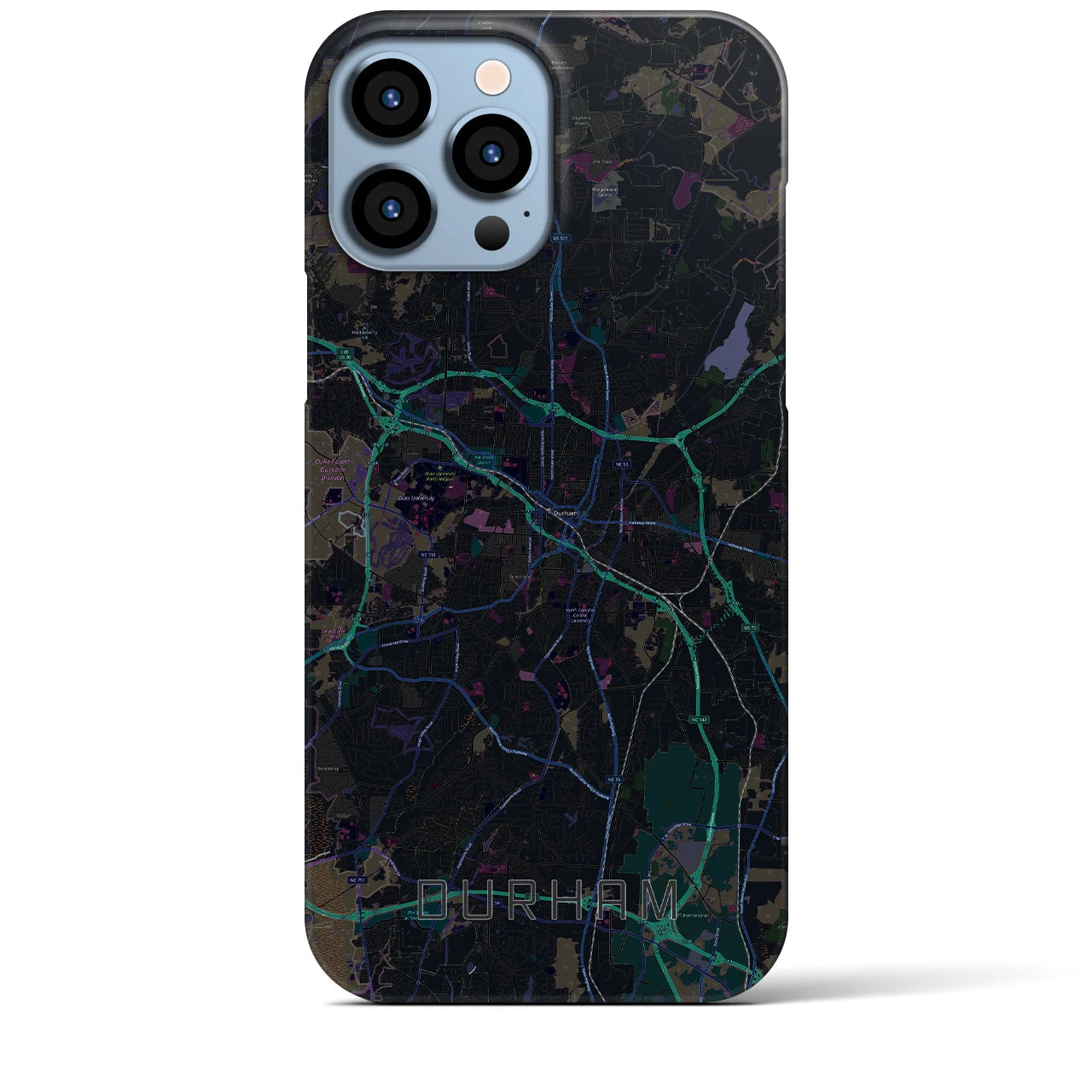 【ダーラム(アメリカ)】地図柄iPhoneケース(バックカバータイプ)