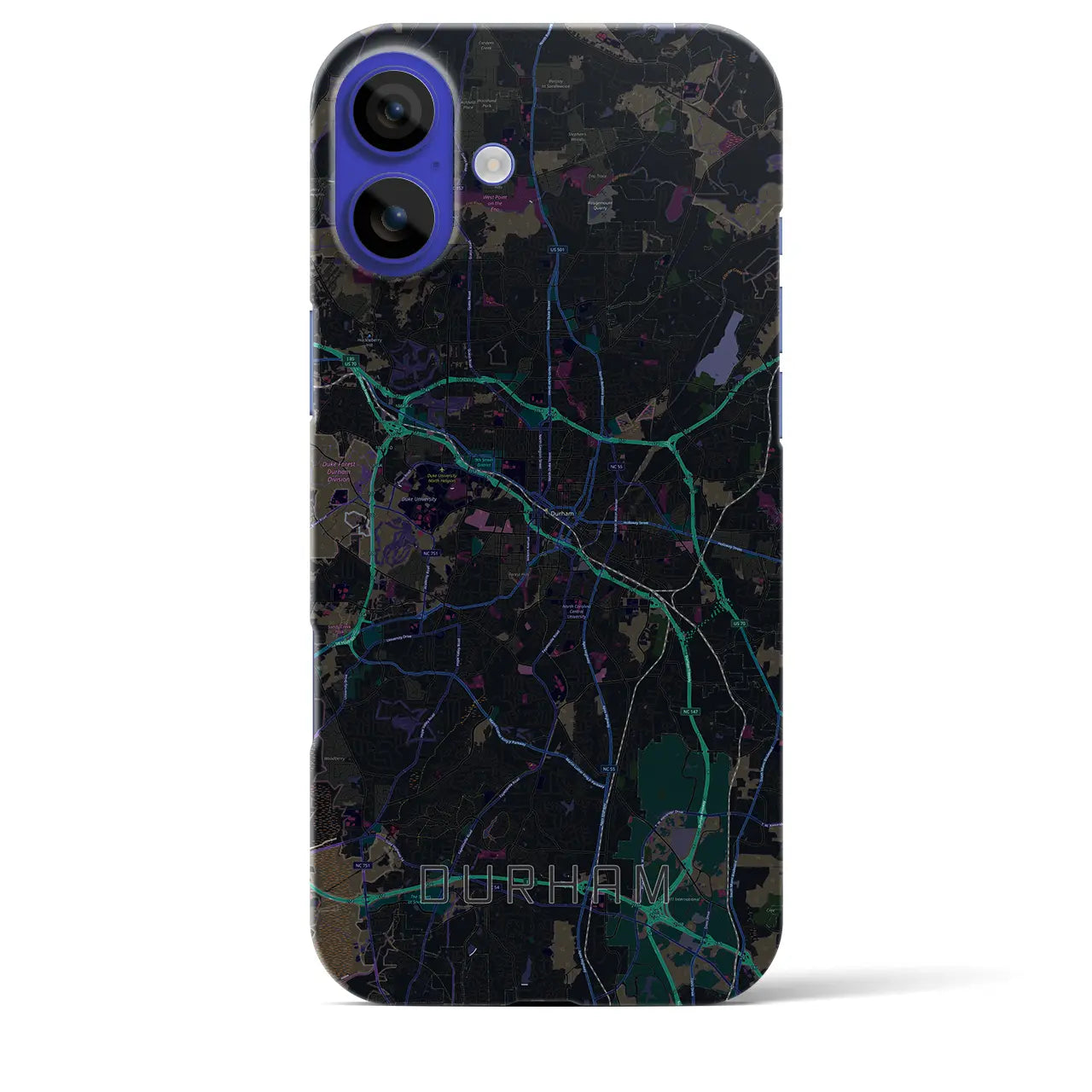 【ダーラム(アメリカ)】地図柄iPhoneケース(バックカバータイプ)