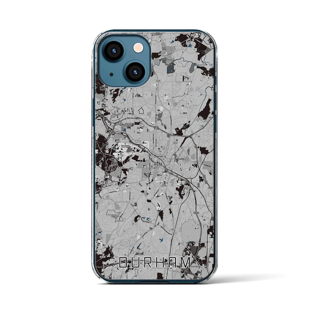 【ダーラム(アメリカ)】地図柄iPhoneケース(クリアタイプ)