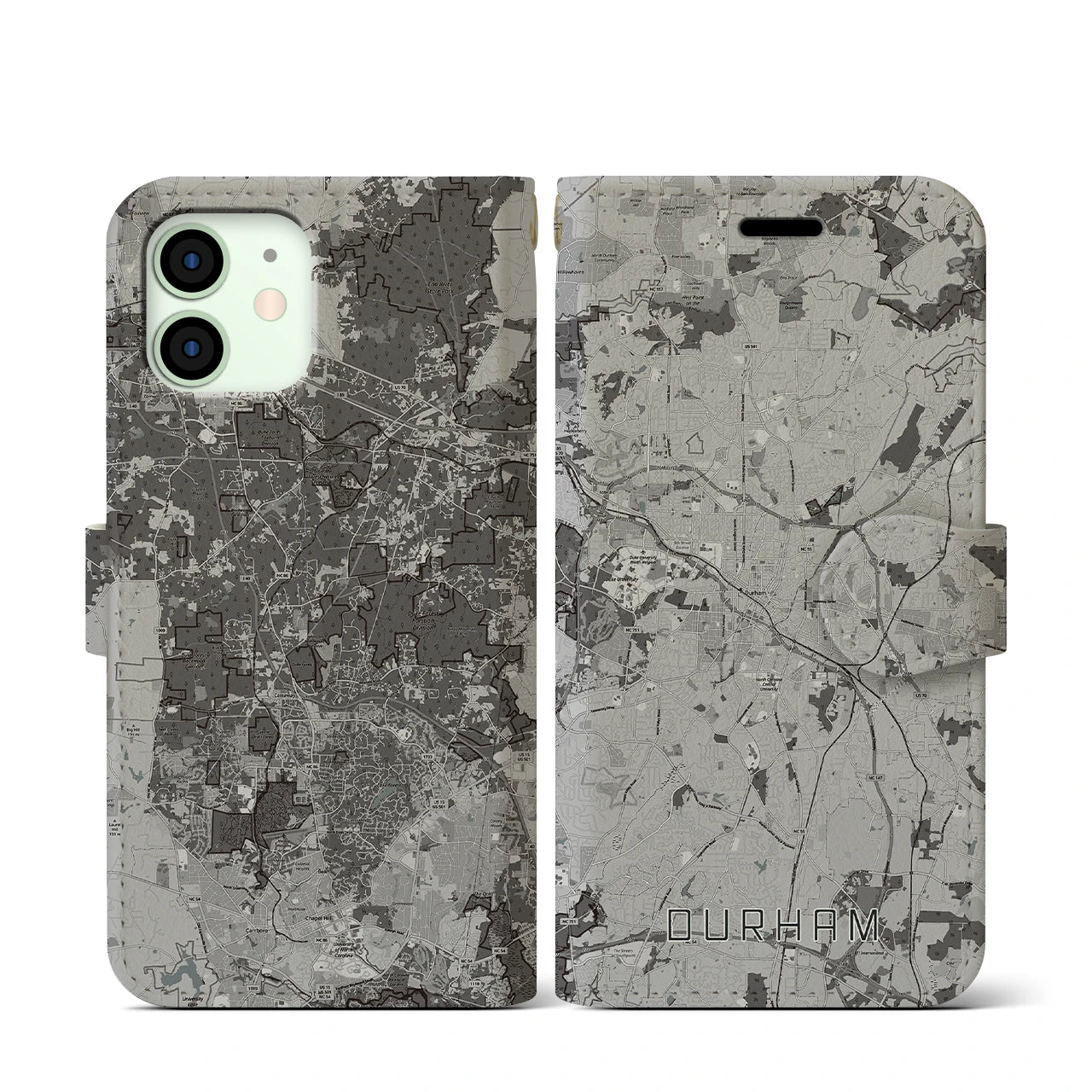 【ダーラム(アメリカ)】地図柄iPhoneケース(手帳タイプ)