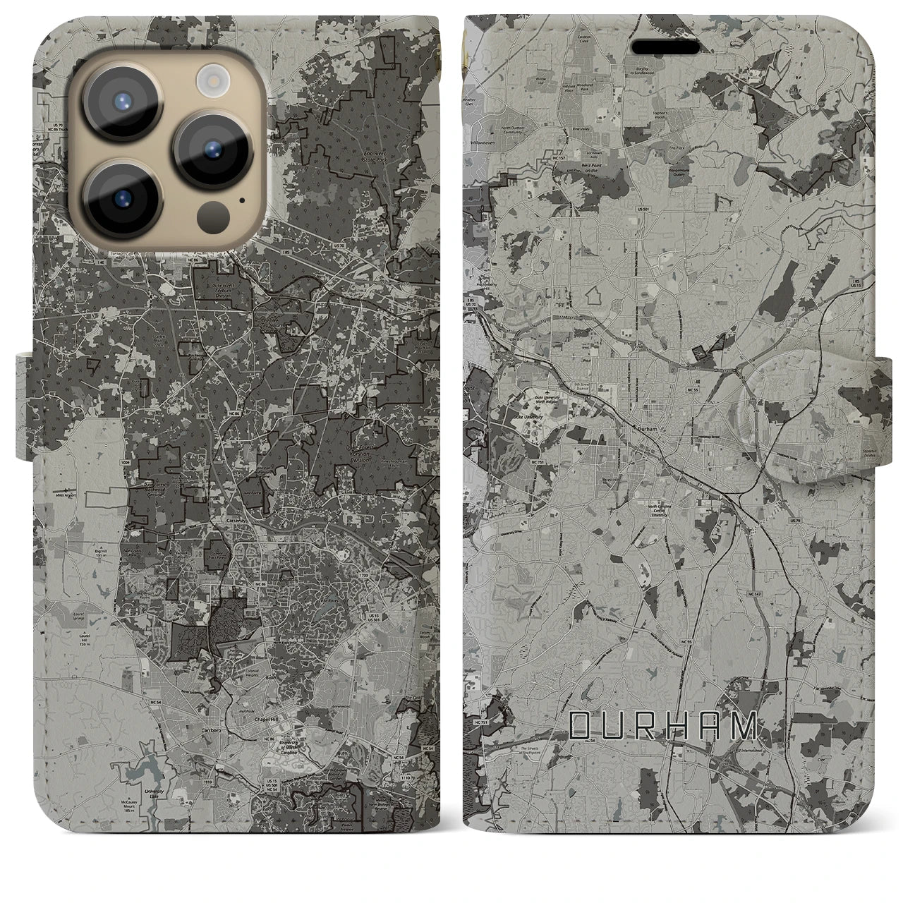 【ダーラム(アメリカ)】地図柄iPhoneケース(手帳タイプ)