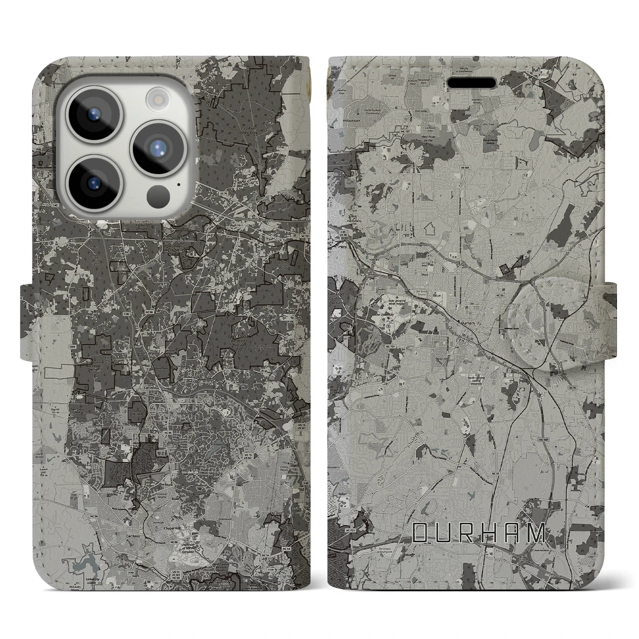 【ダーラム(アメリカ)】地図柄iPhoneケース(手帳タイプ)