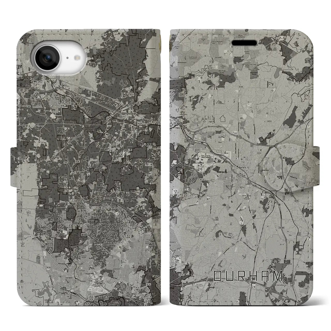 【ダーラム(アメリカ)】地図柄iPhoneケース(手帳タイプ)