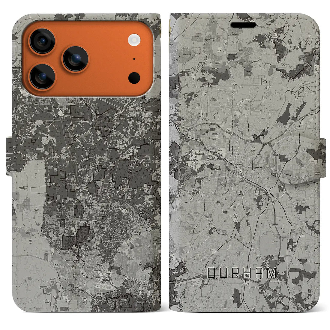 【ダーラム(アメリカ)】地図柄iPhoneケース(手帳タイプ)