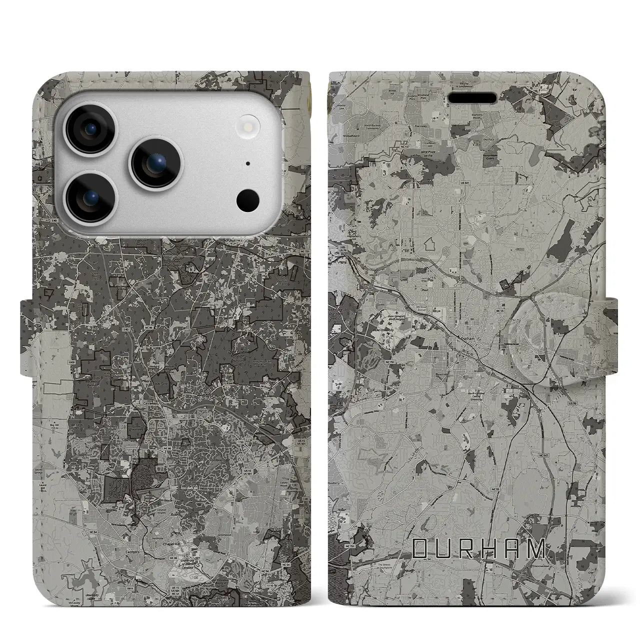 【ダーラム(アメリカ)】地図柄iPhoneケース(手帳タイプ)