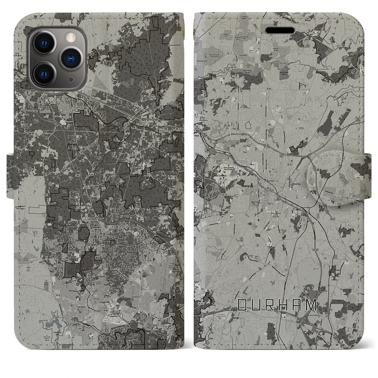 【ダーラム(アメリカ)】地図柄iPhoneケース(手帳タイプ)