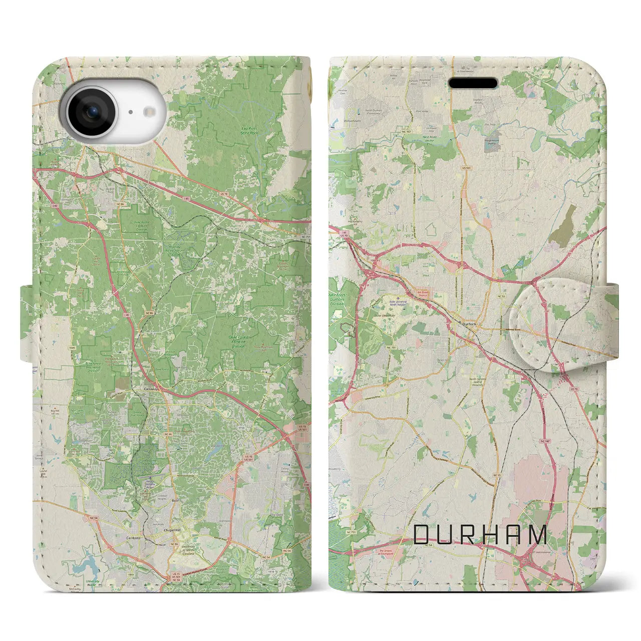 【ダーラム(アメリカ)】地図柄iPhoneケース(手帳タイプ)
