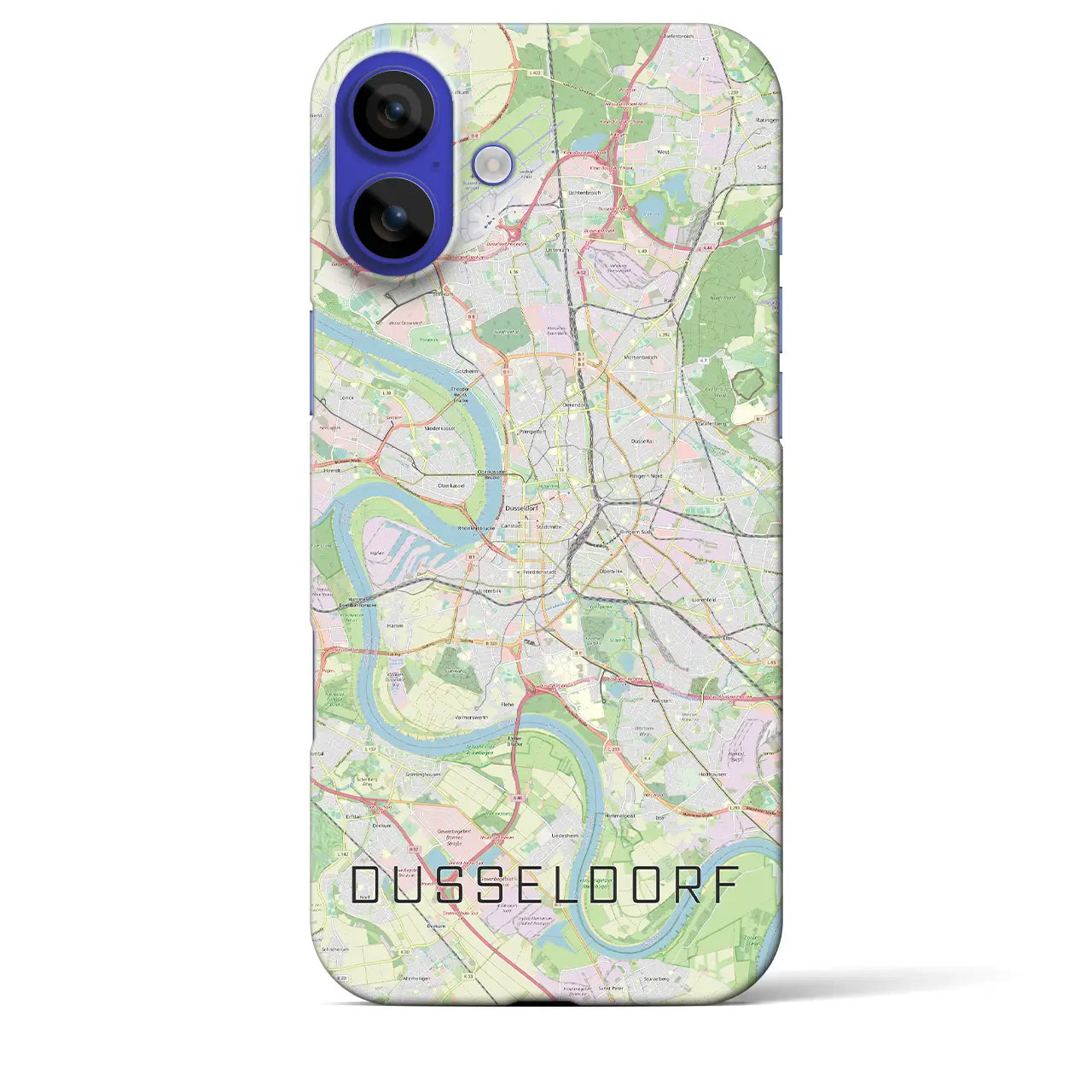 【デュッセルドルフ(ドイツ)】地図柄iPhoneケース(バックカバータイプ)ブラック・iPhone 16 Pro Max 用