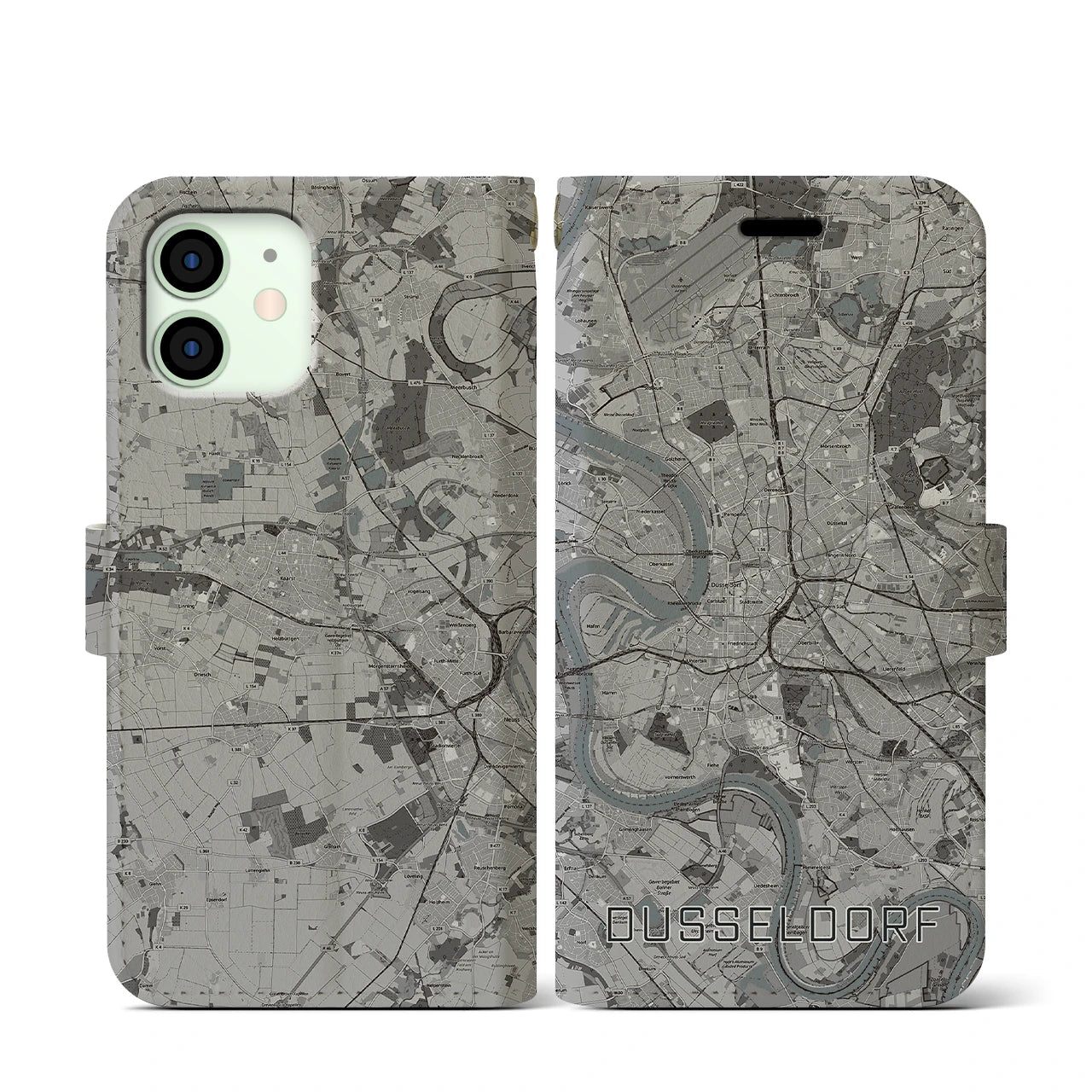 【デュッセルドルフ(ドイツ)】地図柄iPhoneケース(手帳タイプ)