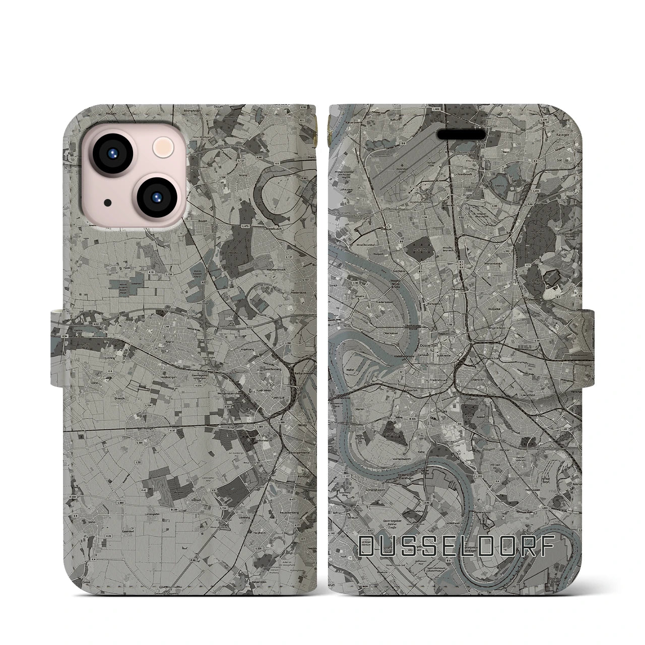 【デュッセルドルフ(ドイツ)】地図柄iPhoneケース(手帳タイプ)