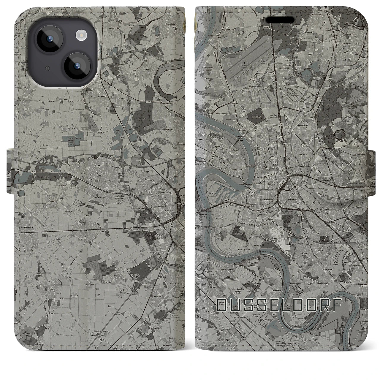 【デュッセルドルフ(ドイツ)】地図柄iPhoneケース(手帳タイプ)