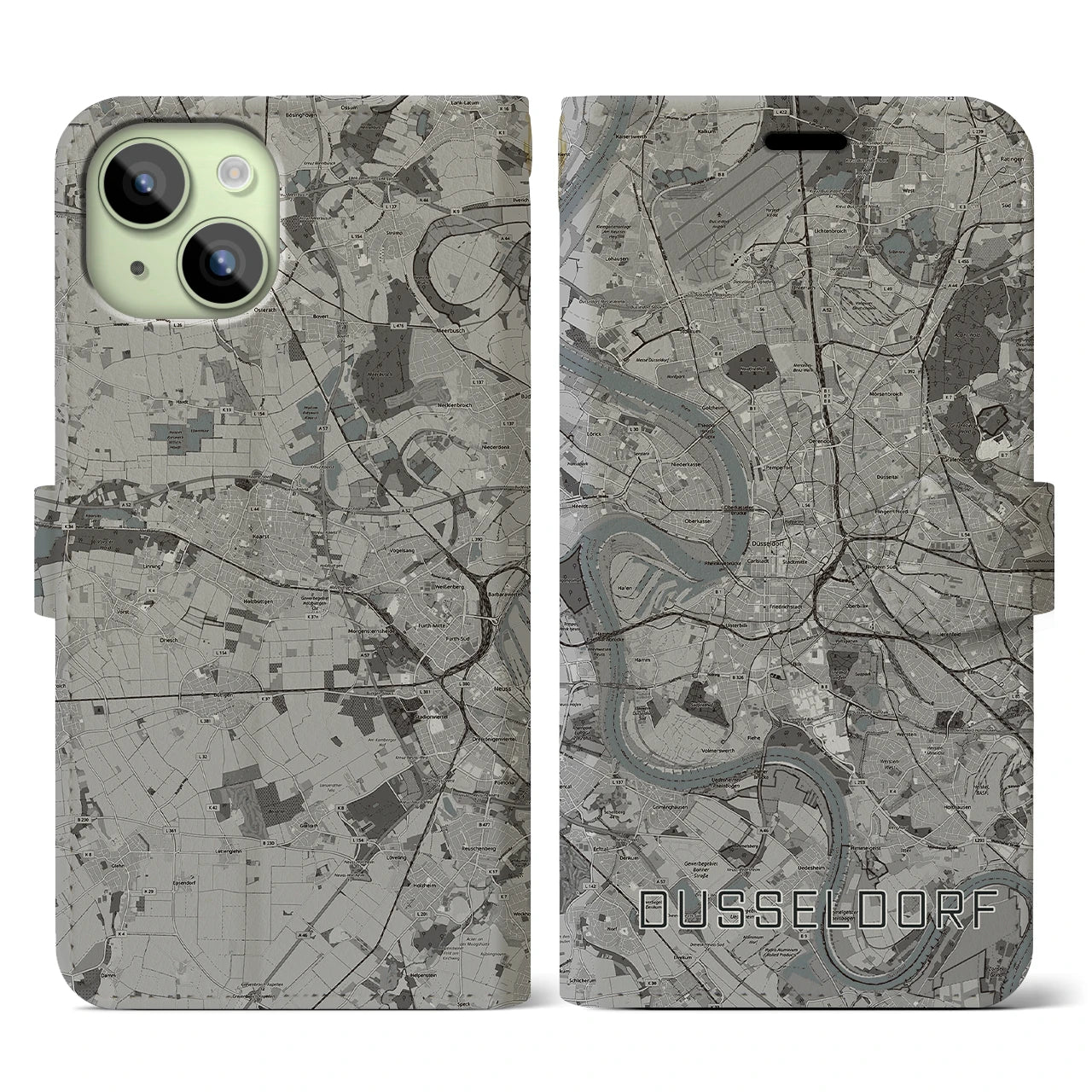 【デュッセルドルフ(ドイツ)】地図柄iPhoneケース(手帳タイプ)