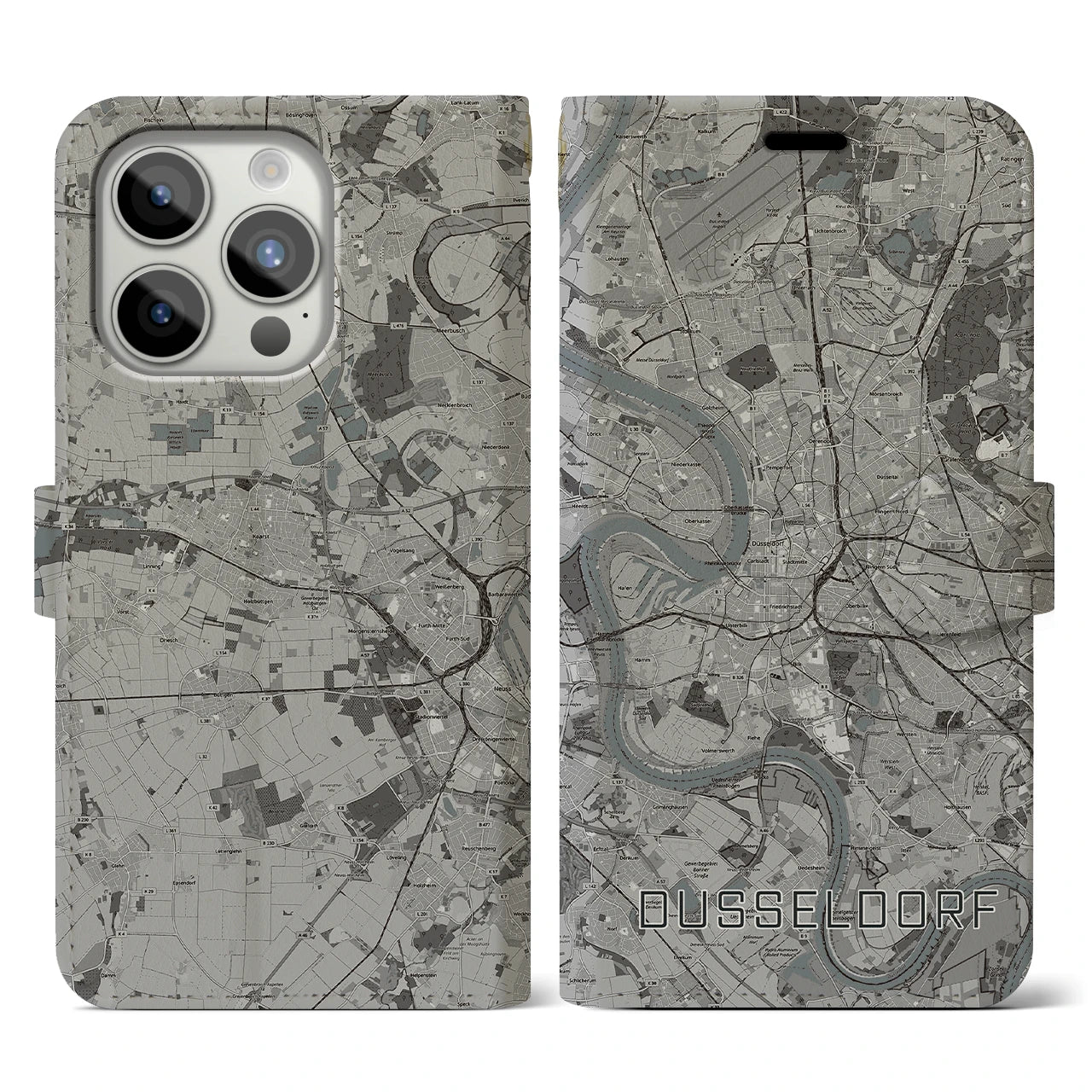 【デュッセルドルフ(ドイツ)】地図柄iPhoneケース(手帳タイプ)