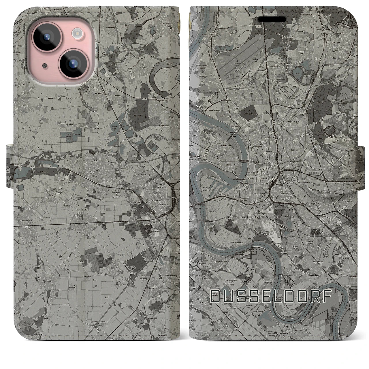 【デュッセルドルフ(ドイツ)】地図柄iPhoneケース(手帳タイプ)