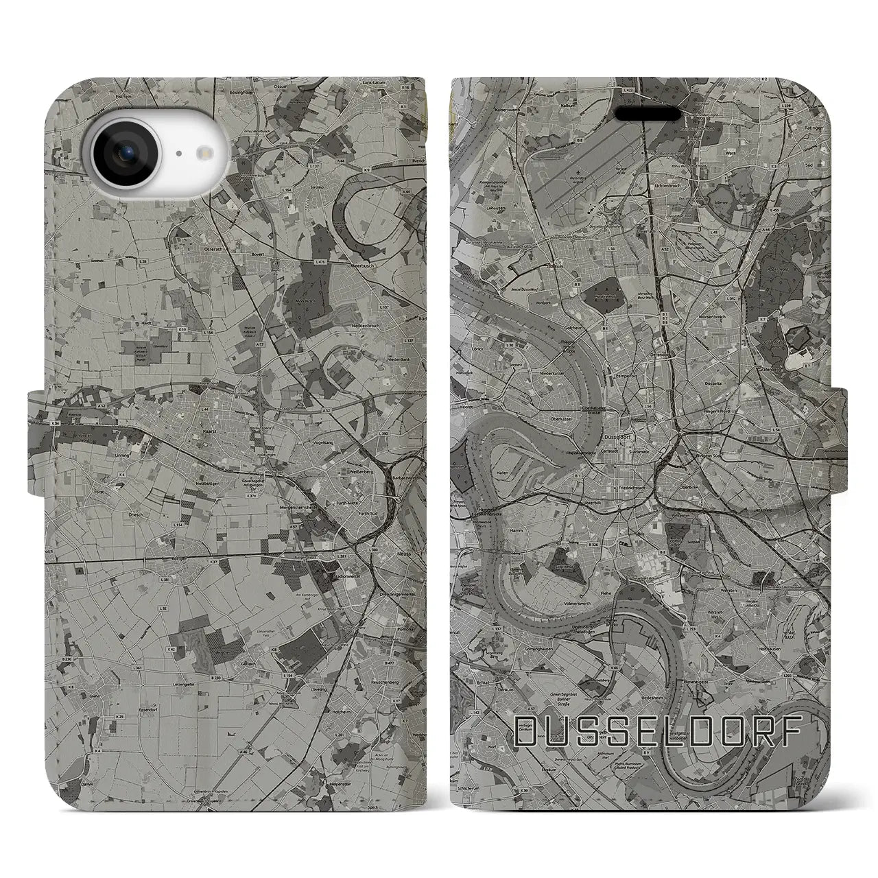 【デュッセルドルフ(ドイツ)】地図柄iPhoneケース(手帳タイプ)
