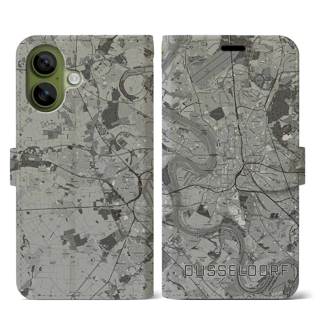 【デュッセルドルフ(ドイツ)】地図柄iPhoneケース(手帳タイプ)