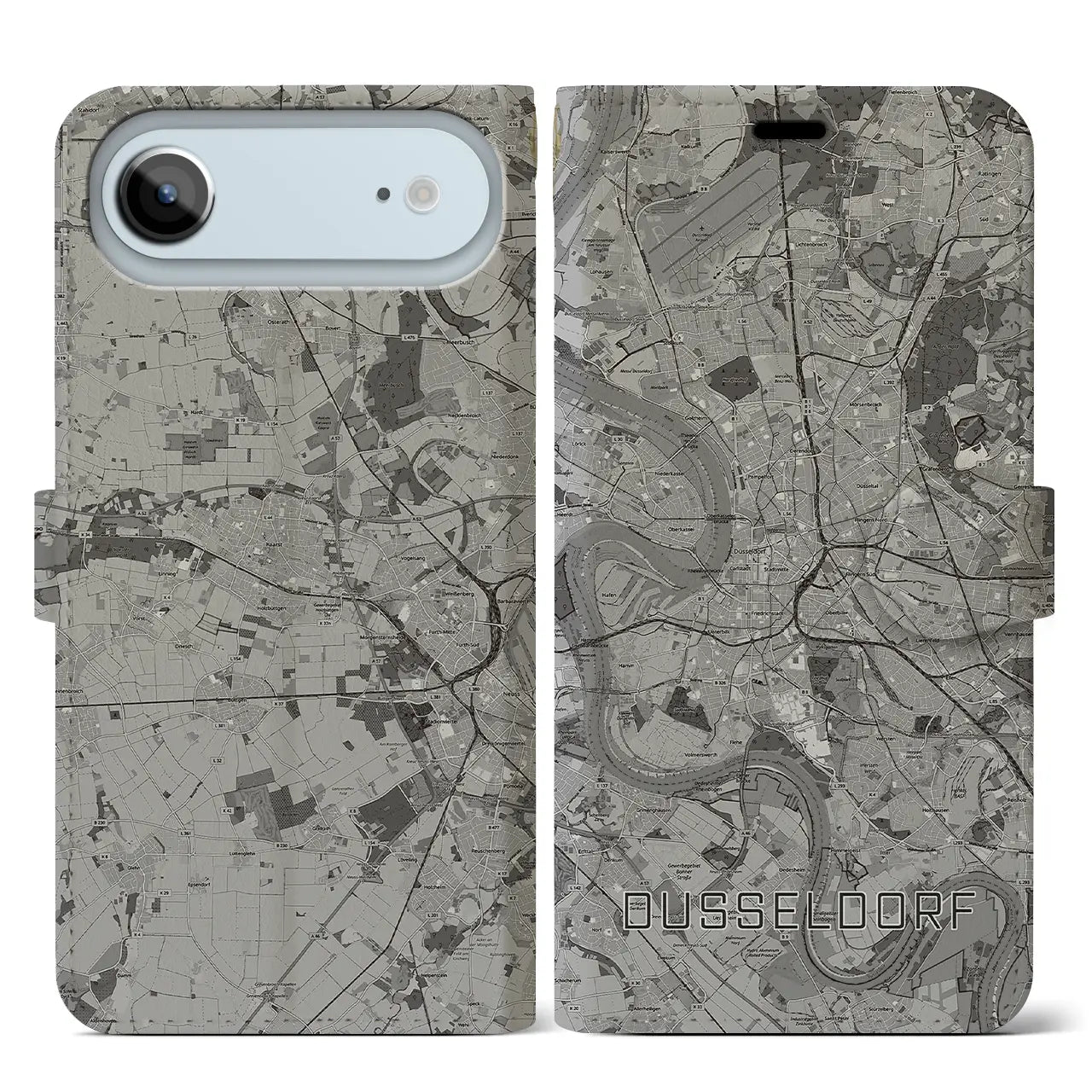 【デュッセルドルフ(ドイツ)】地図柄iPhoneケース(手帳タイプ)