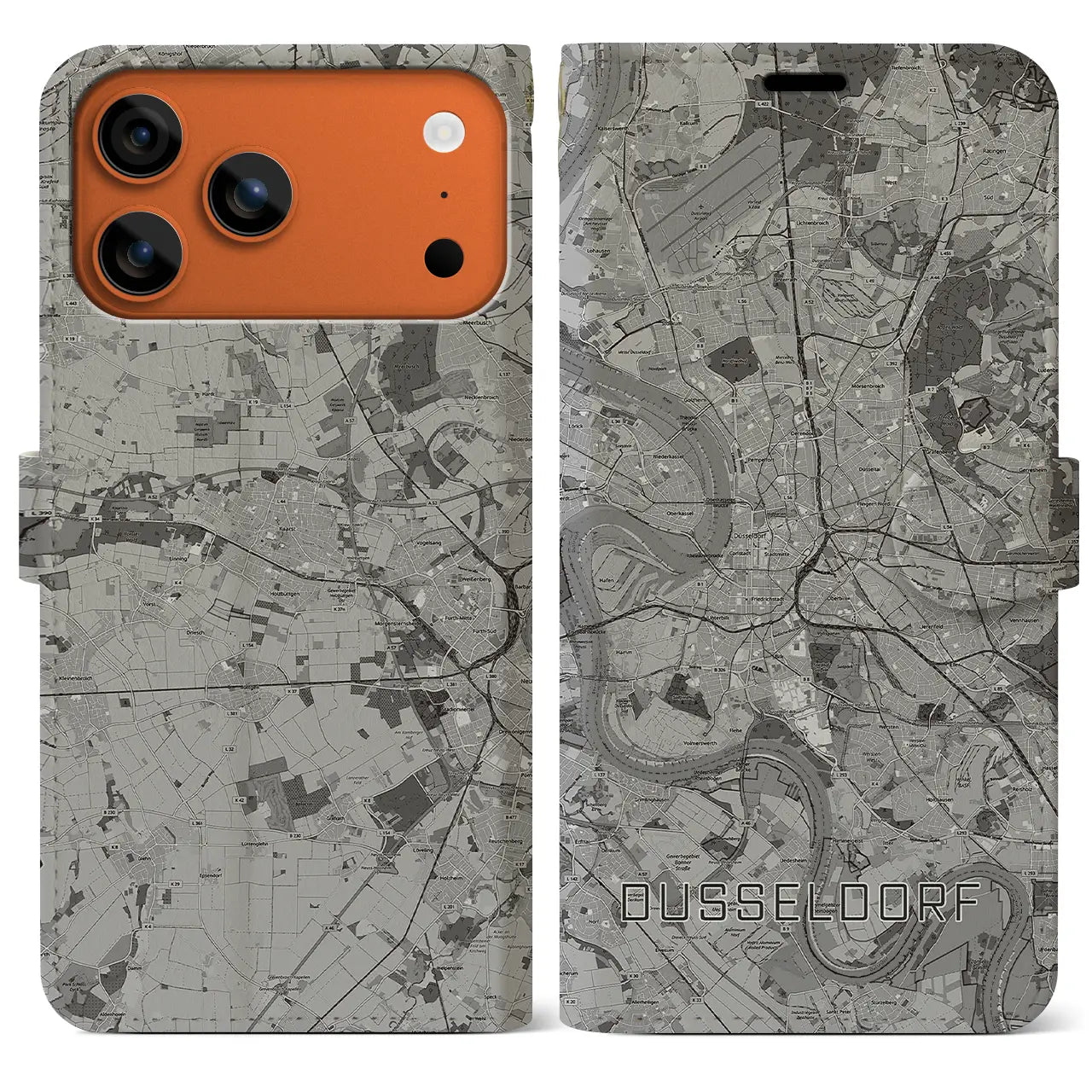 【デュッセルドルフ(ドイツ)】地図柄iPhoneケース(手帳タイプ)