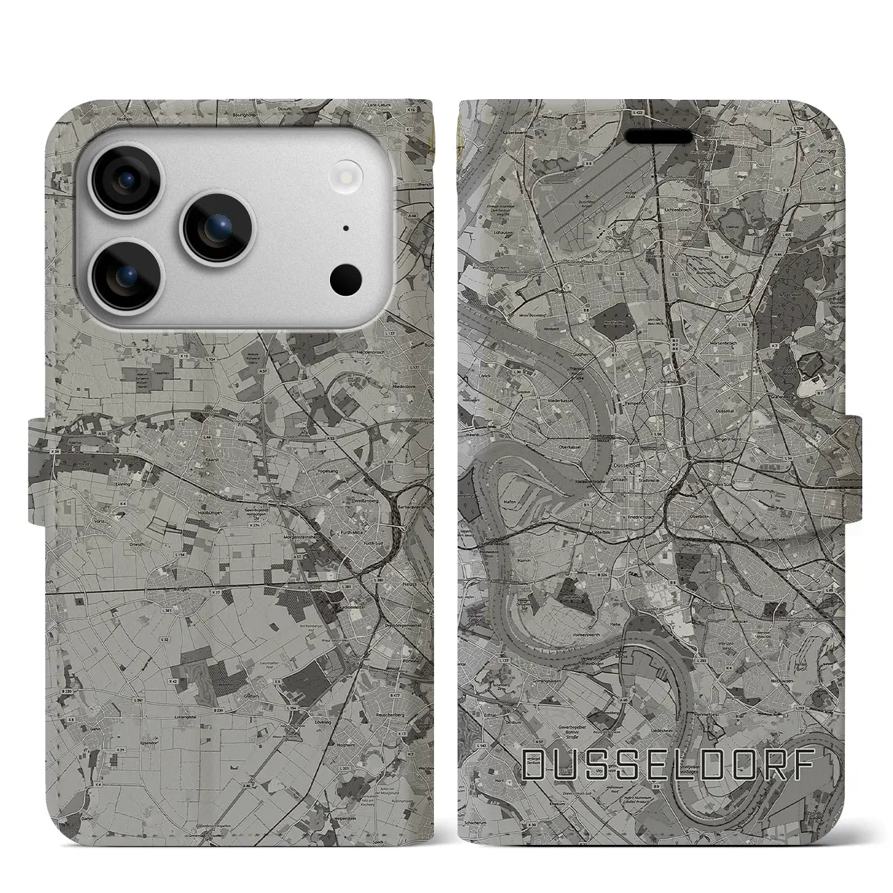 【デュッセルドルフ(ドイツ)】地図柄iPhoneケース(手帳タイプ)