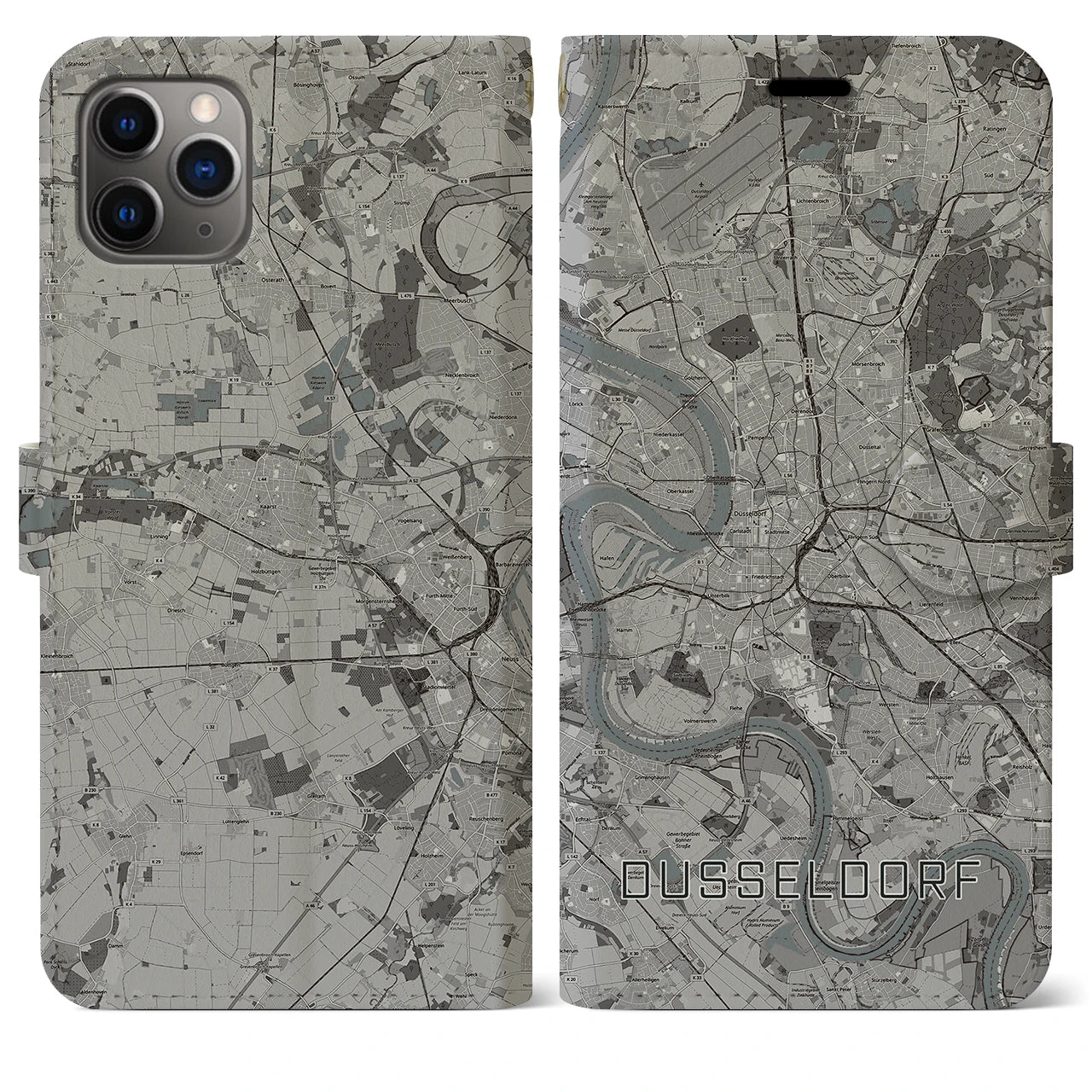 【デュッセルドルフ(ドイツ)】地図柄iPhoneケース(手帳タイプ)
