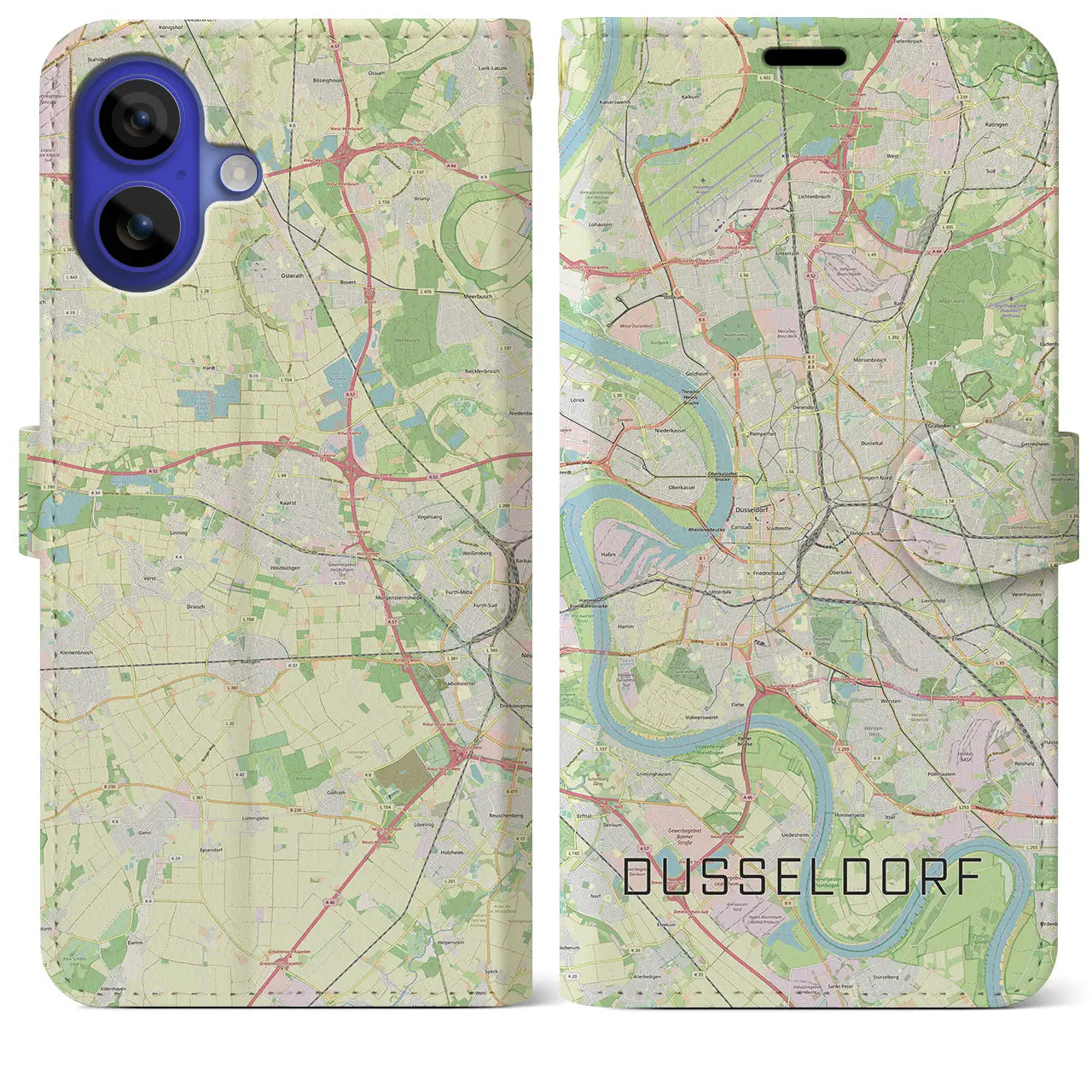【デュッセルドルフ(ドイツ)】地図柄iPhoneケース(手帳タイプ)ナチュラル・iPhone 16 Pro Max 用