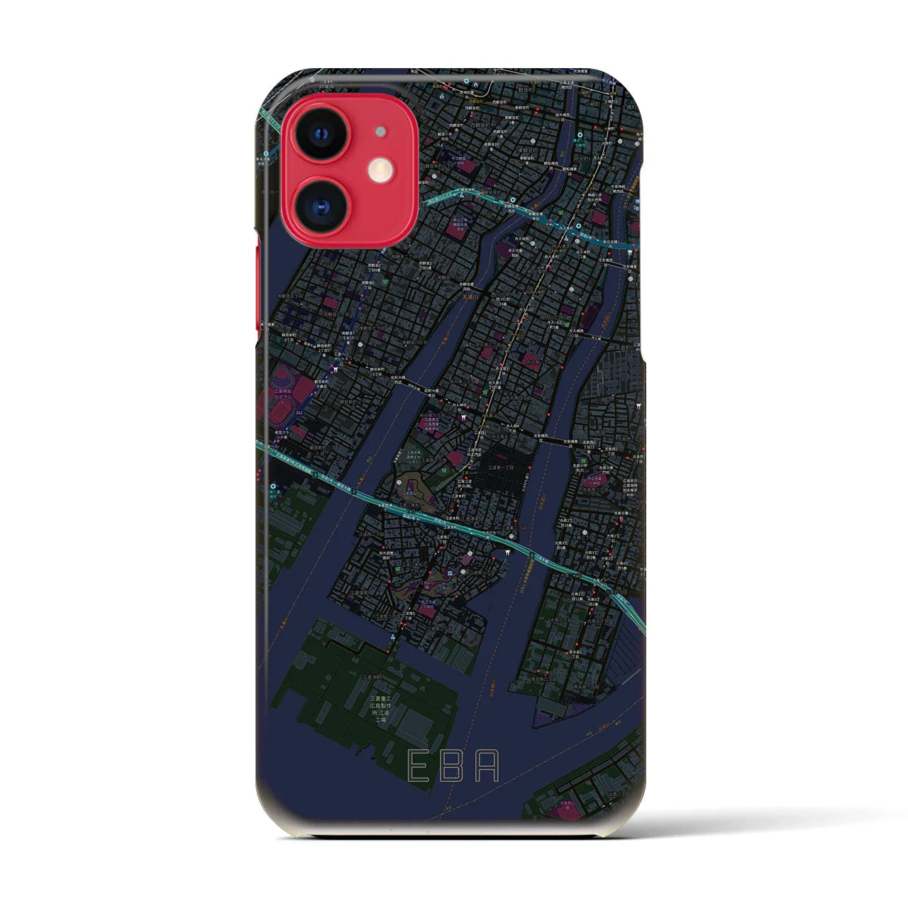 【江波(広島県)】地図柄iPhoneケース(バックカバータイプ)