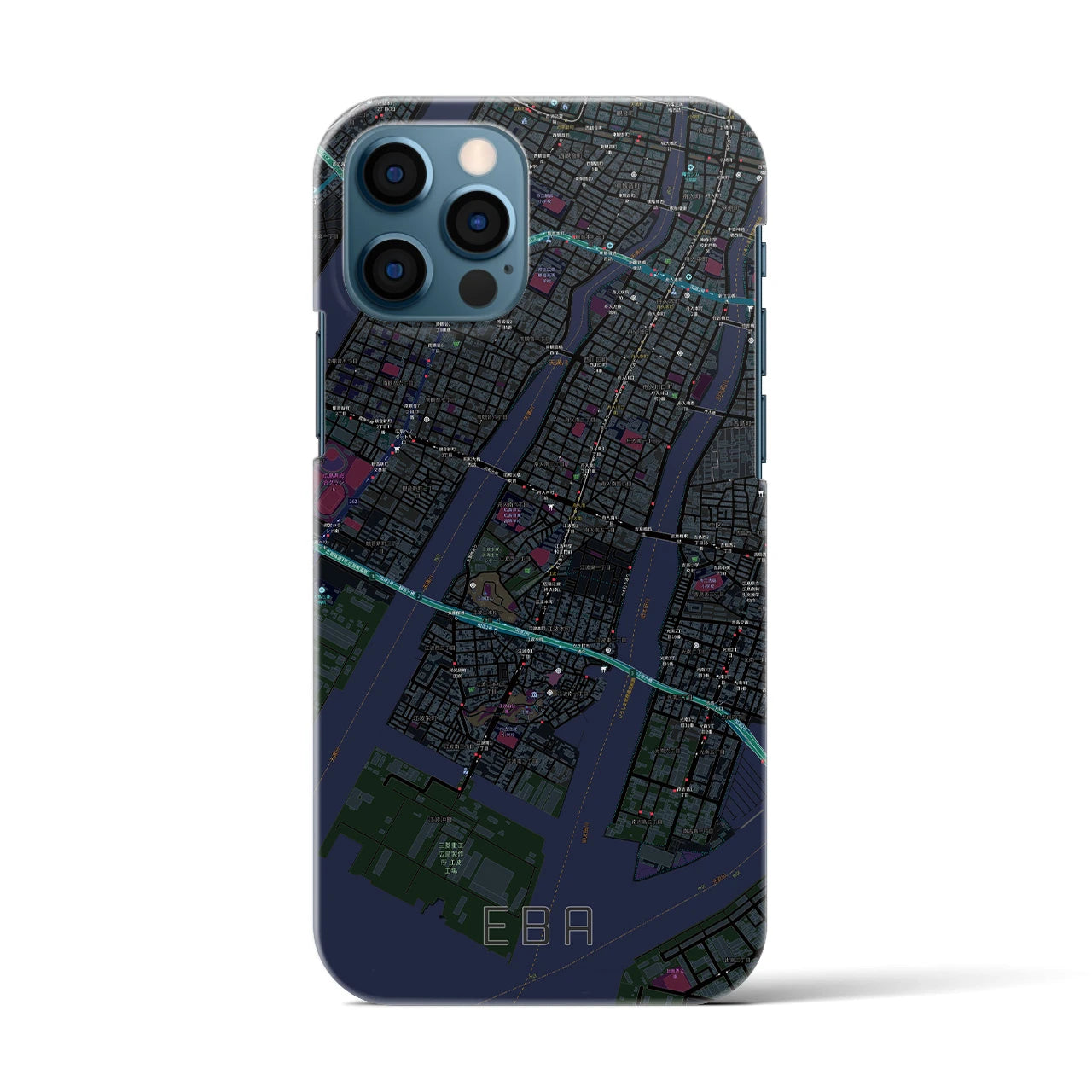 【江波(広島県)】地図柄iPhoneケース(バックカバータイプ)