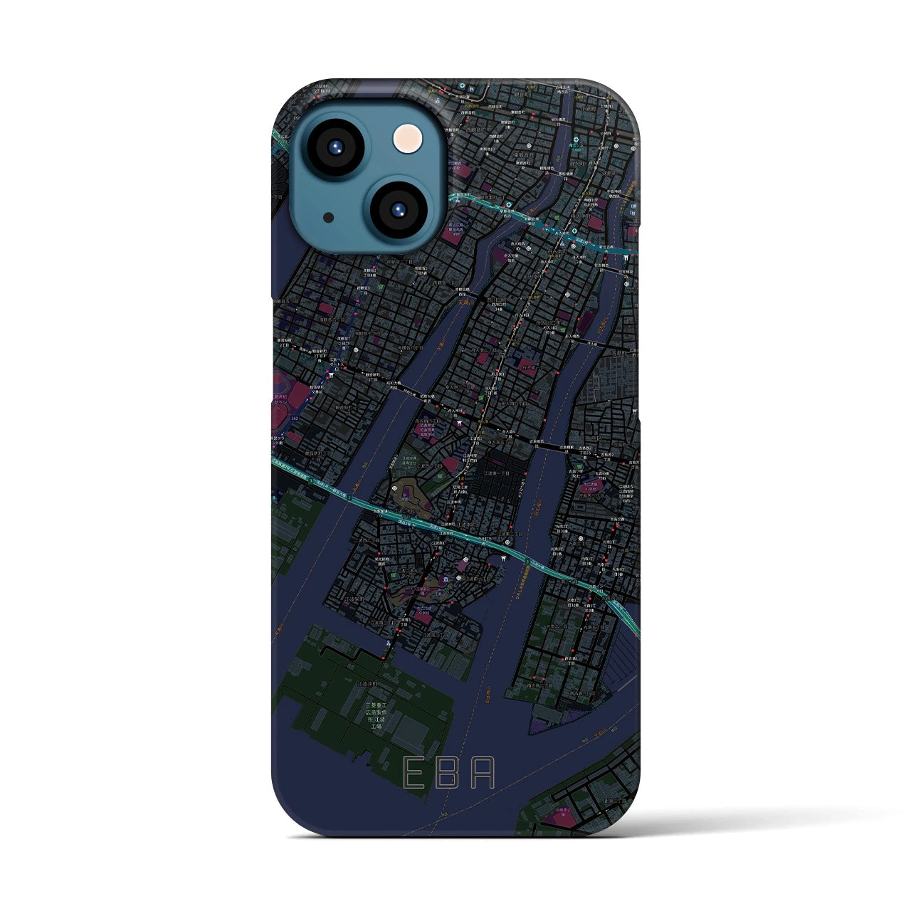 【江波(広島県)】地図柄iPhoneケース(バックカバータイプ)