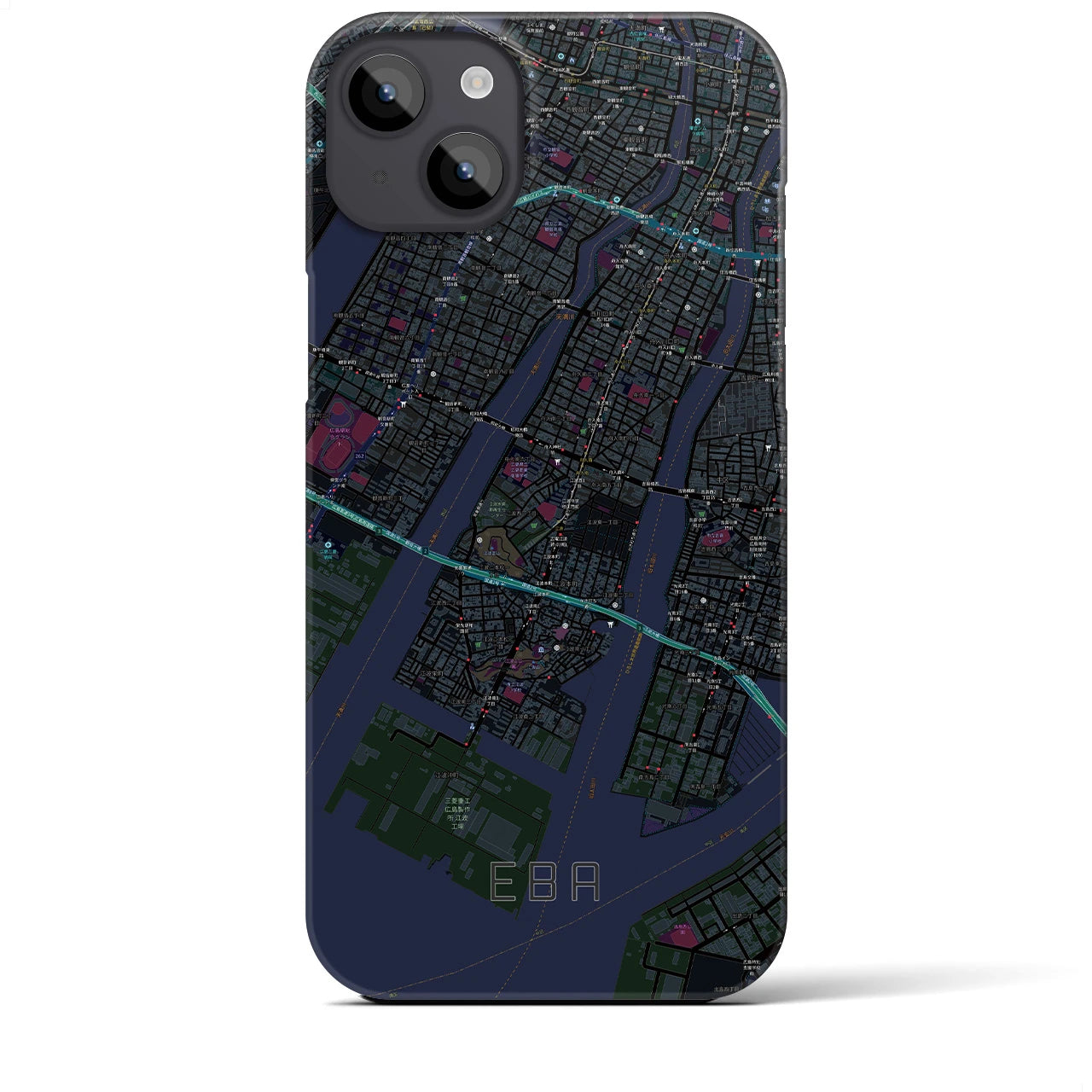 【江波(広島県)】地図柄iPhoneケース(バックカバータイプ)