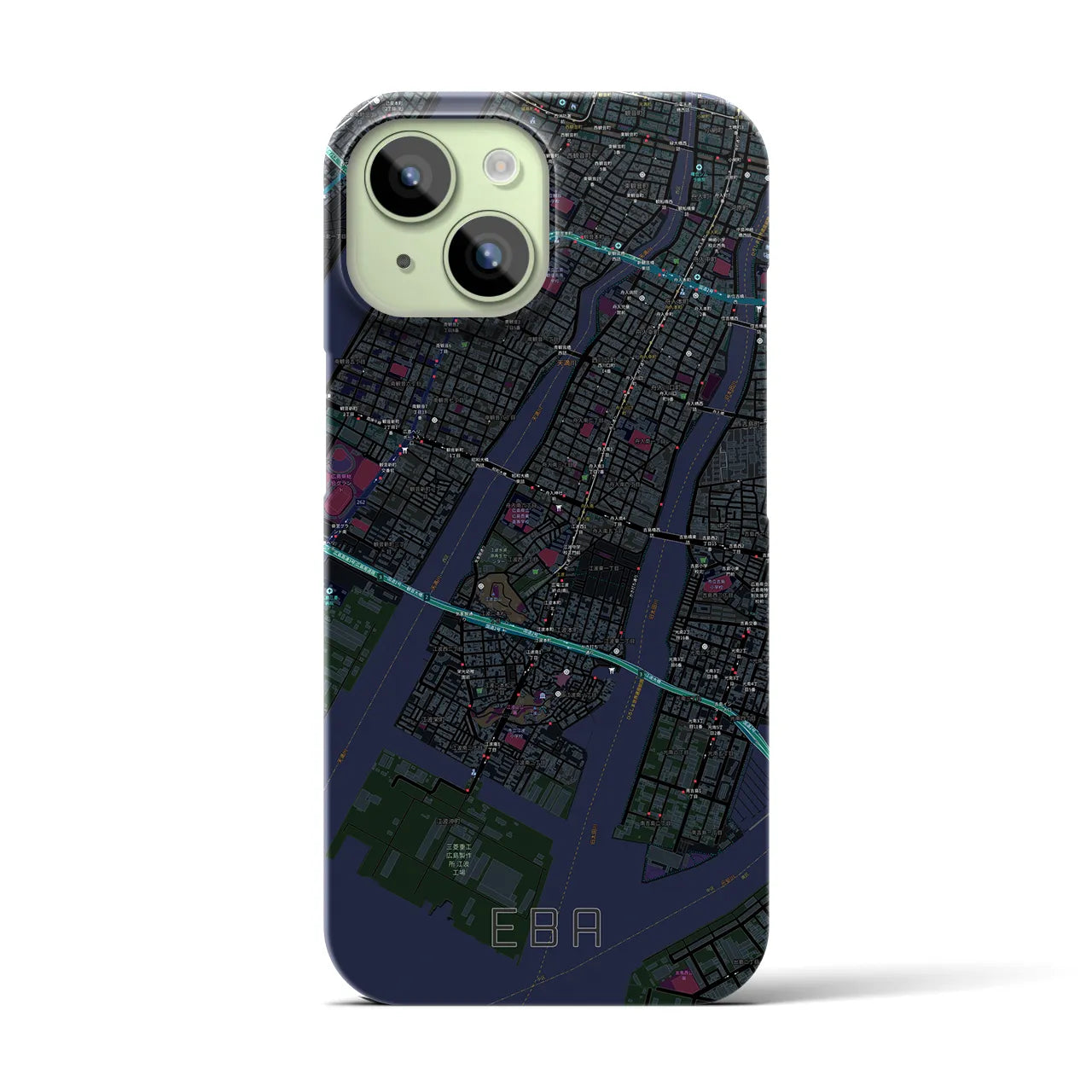 【江波(広島県)】地図柄iPhoneケース(バックカバータイプ)