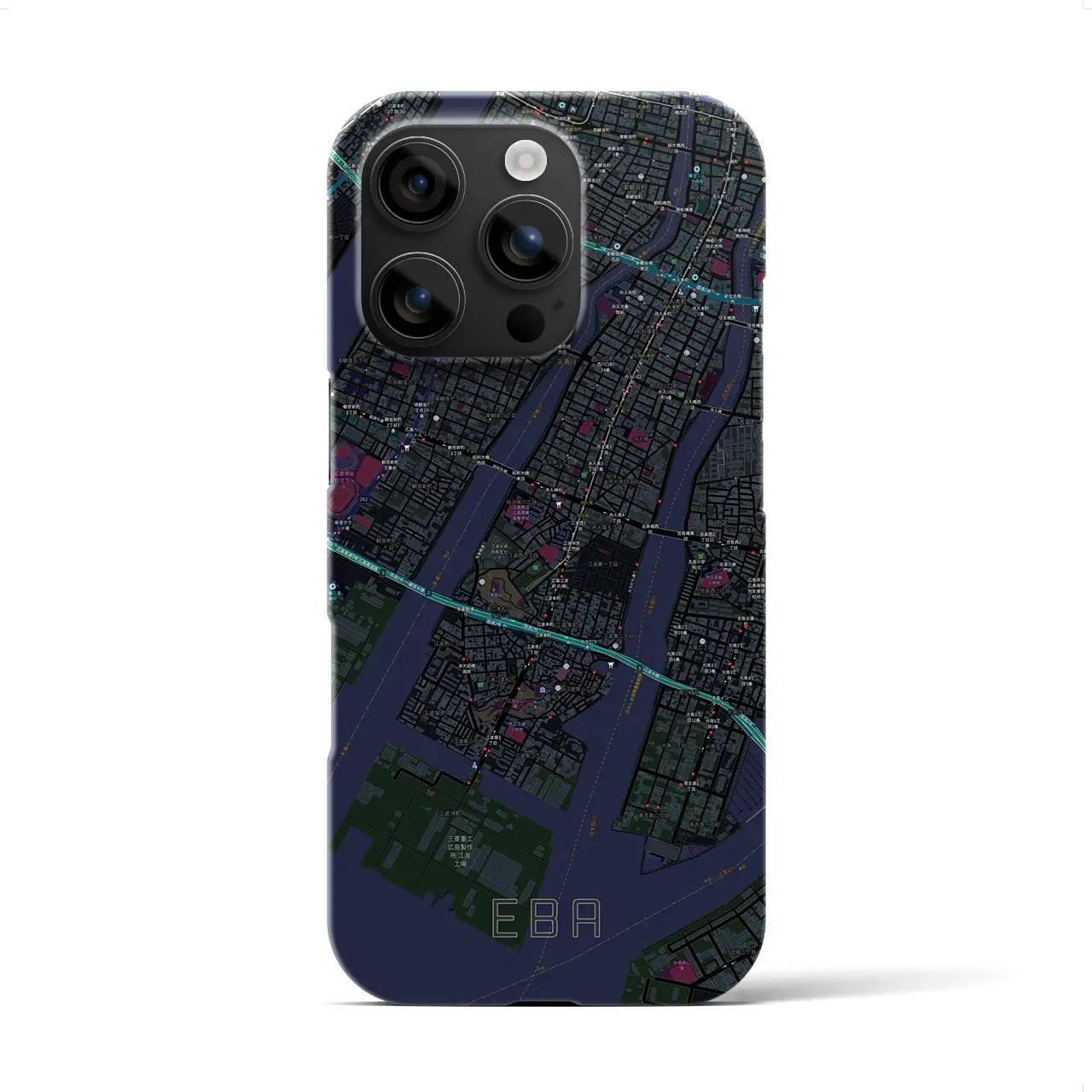 【江波(広島県)】地図柄iPhoneケース(バックカバータイプ)