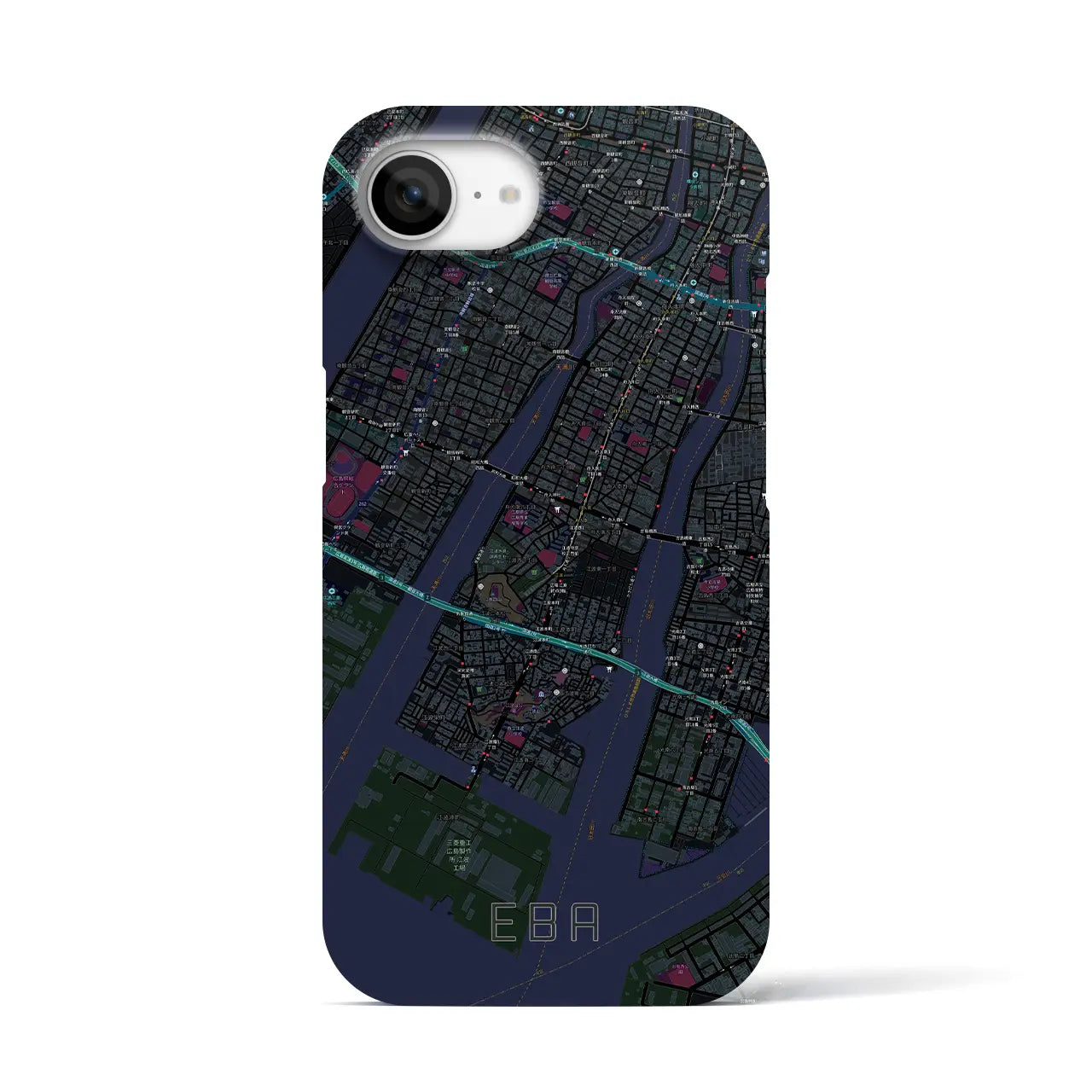 【江波(広島県)】地図柄iPhoneケース(バックカバータイプ)