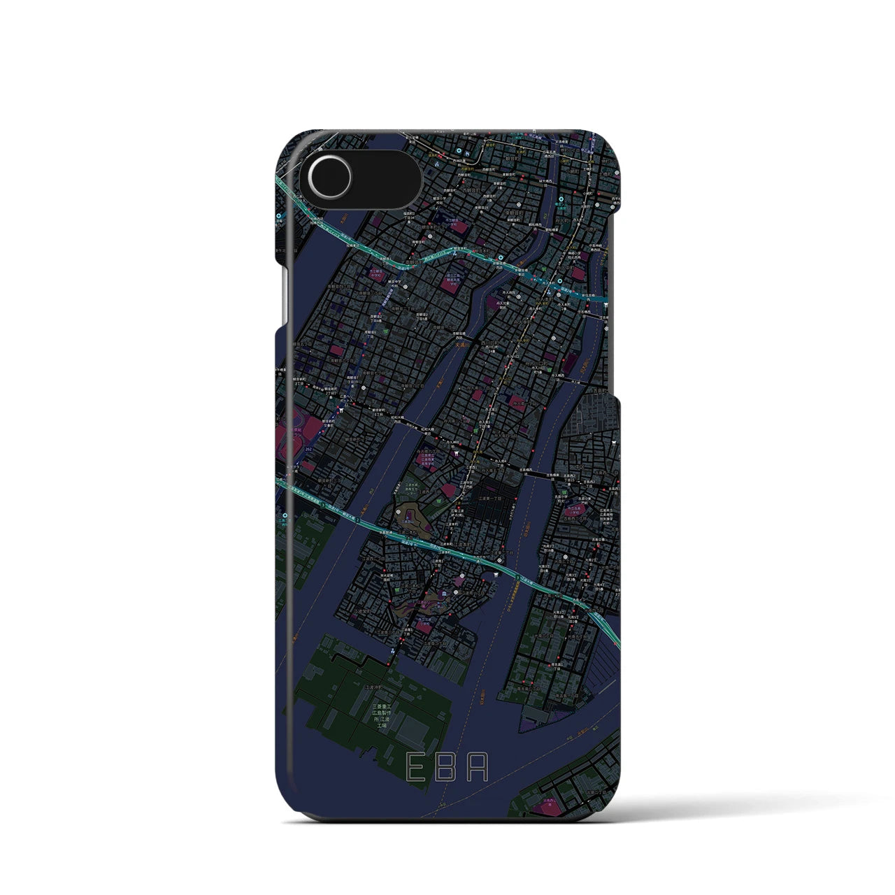 【江波(広島県)】地図柄iPhoneケース(バックカバータイプ)