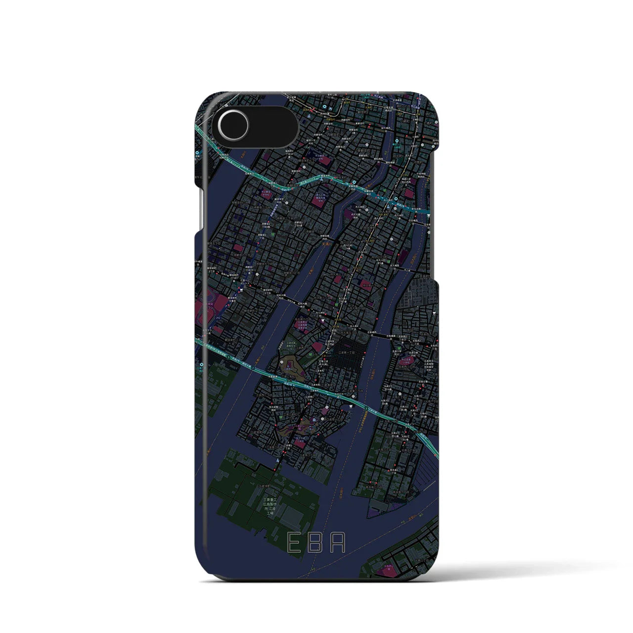 【江波(広島県)】地図柄iPhoneケース(バックカバータイプ)