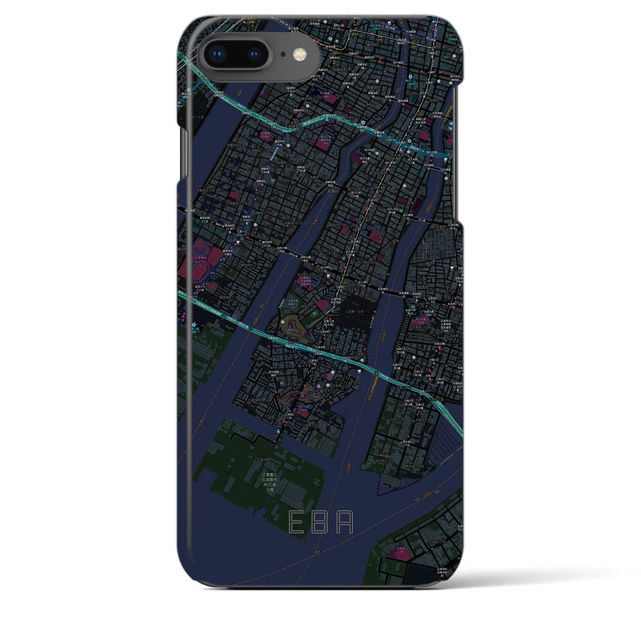 【江波(広島県)】地図柄iPhoneケース(バックカバータイプ)