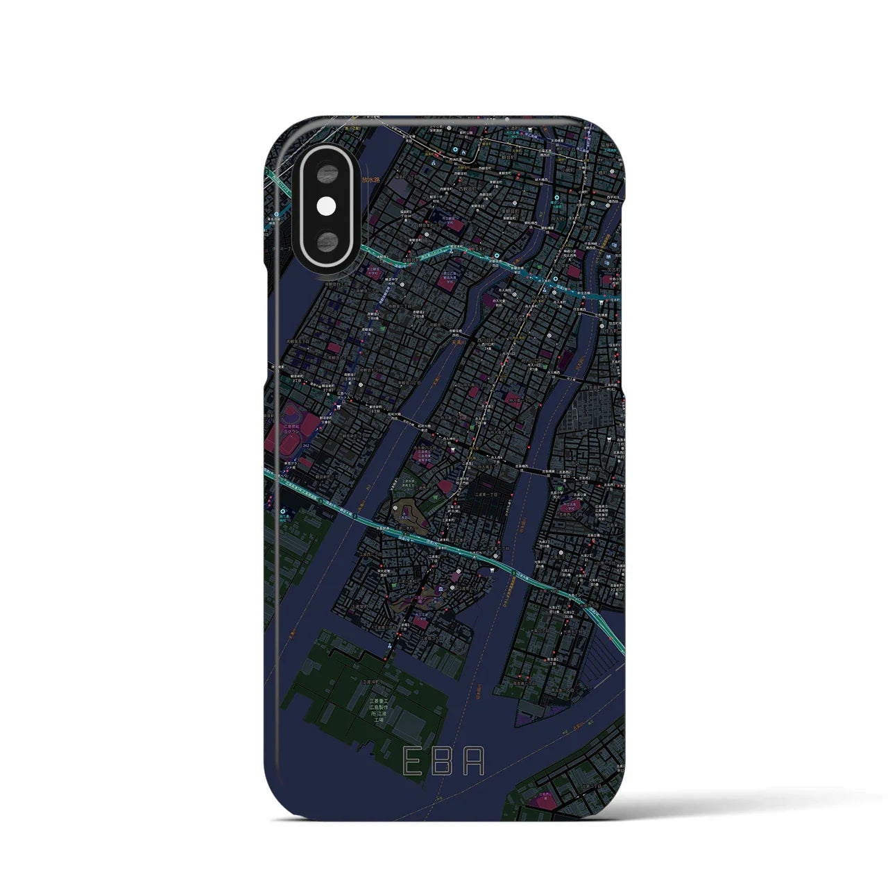 【江波(広島県)】地図柄iPhoneケース(バックカバータイプ)