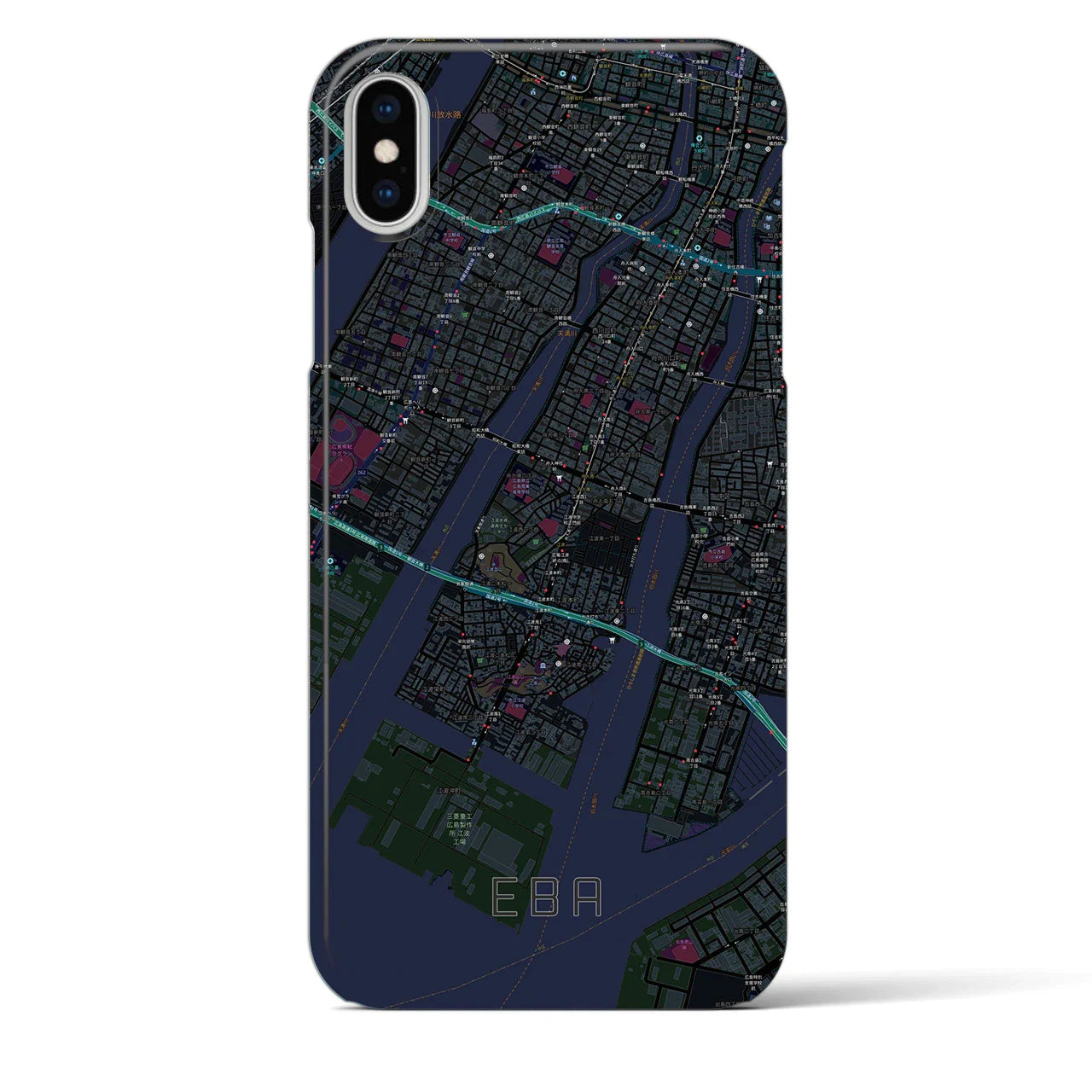 【江波(広島県)】地図柄iPhoneケース(バックカバータイプ)