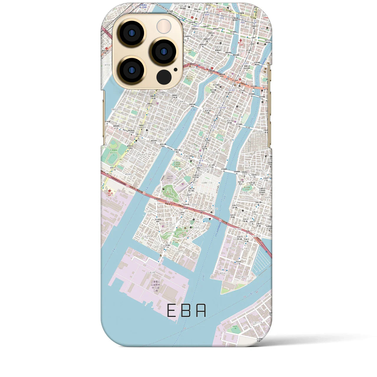 【江波(広島県)】地図柄iPhoneケース(バックカバータイプ)