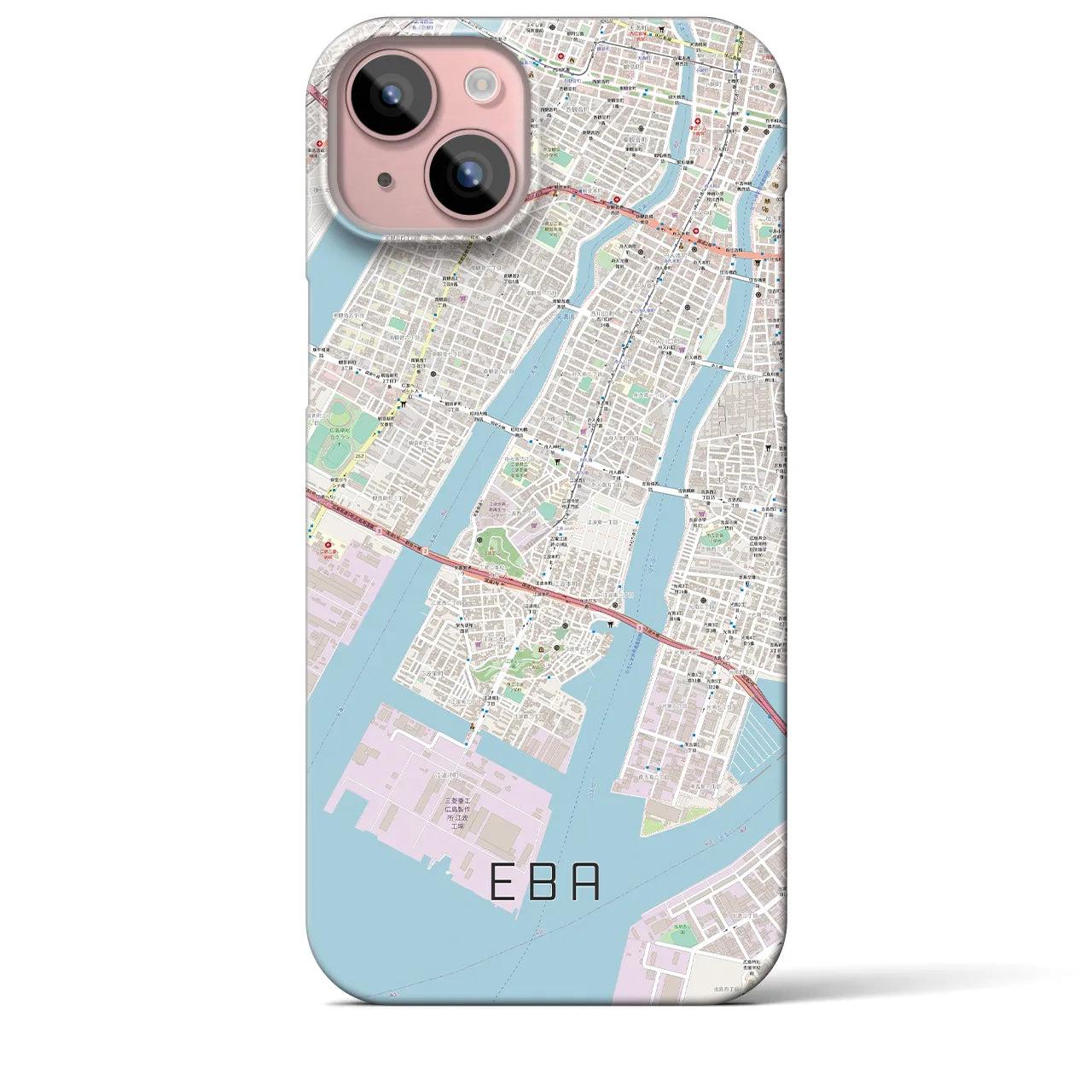 【江波(広島県)】地図柄iPhoneケース(バックカバータイプ)