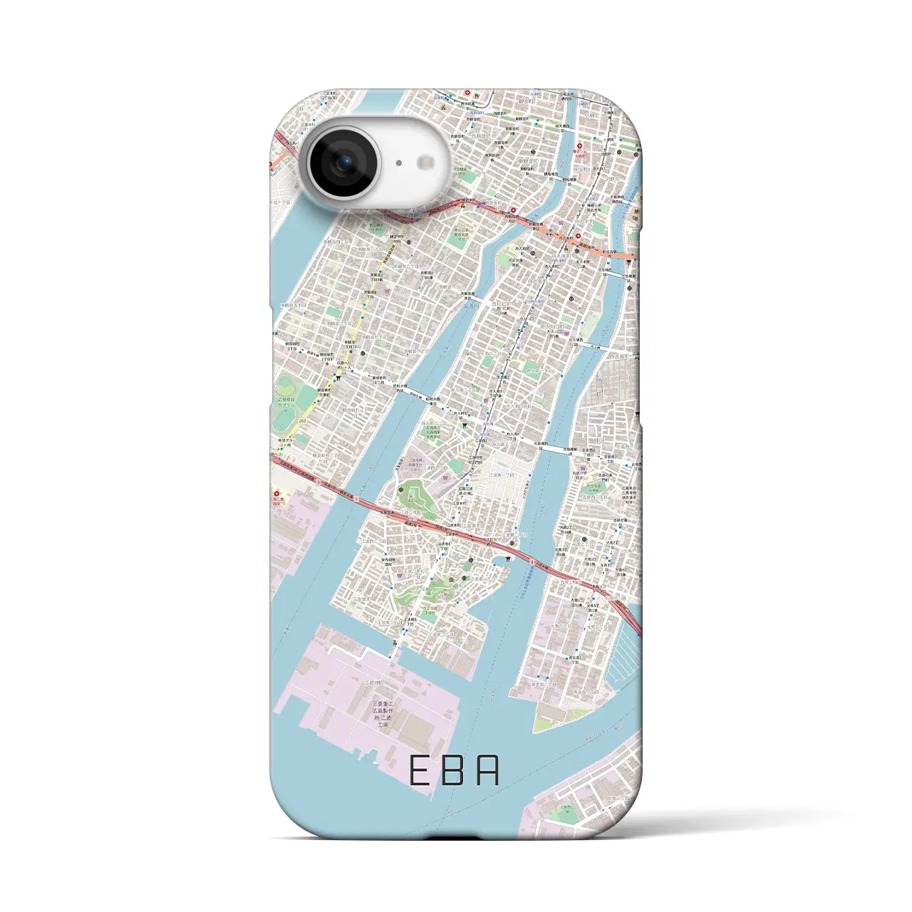 【江波(広島県)】地図柄iPhoneケース(バックカバータイプ)