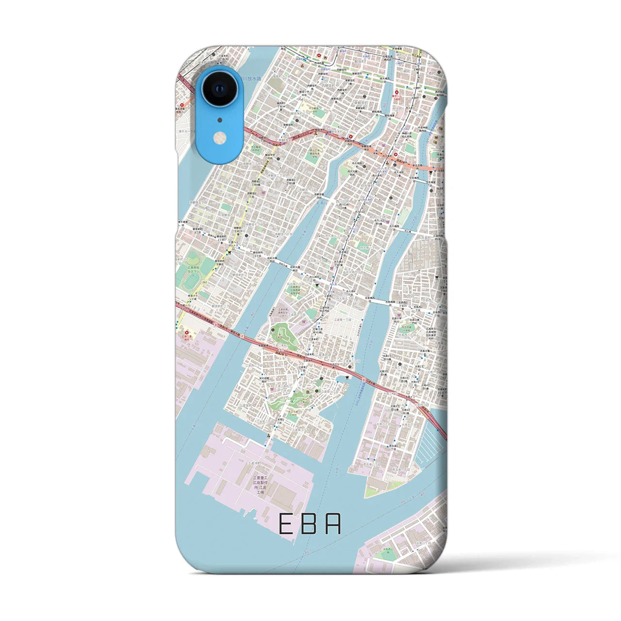 【江波(広島県)】地図柄iPhoneケース(バックカバータイプ)