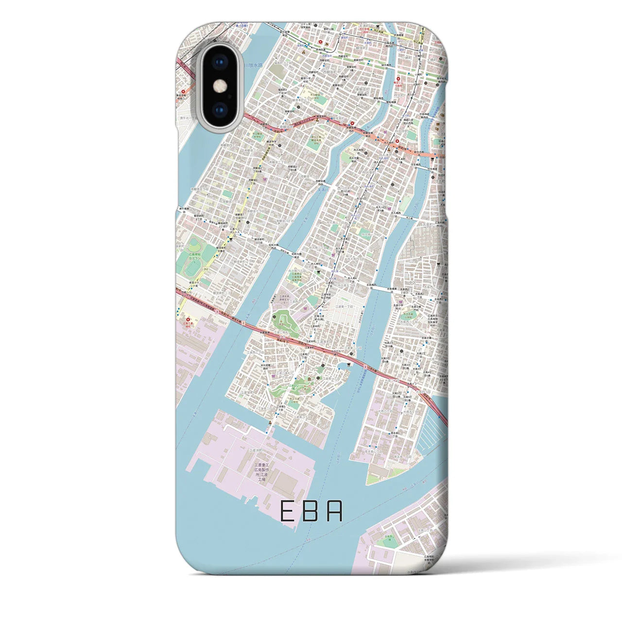 【江波(広島県)】地図柄iPhoneケース(バックカバータイプ)