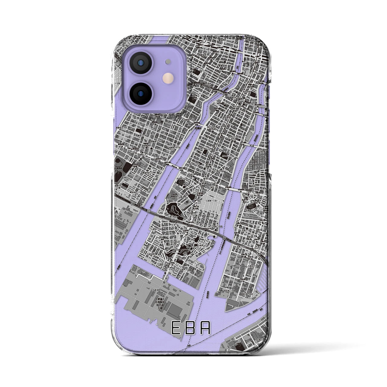 【江波(広島県)】地図柄iPhoneケース(クリアタイプ)