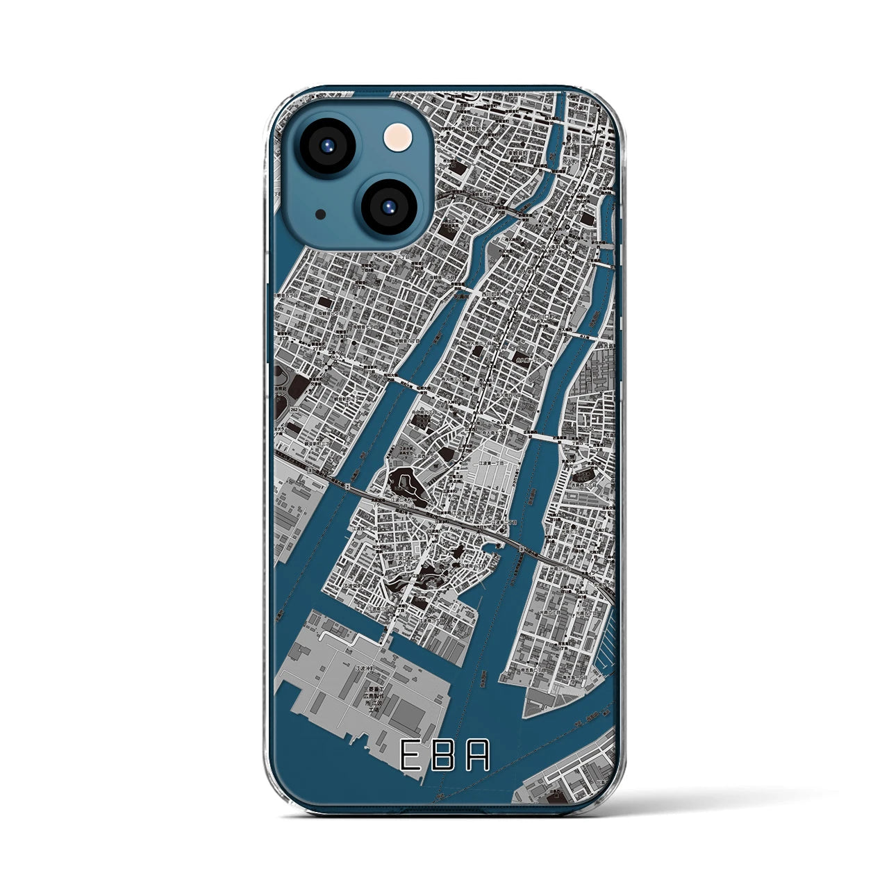 【江波(広島県)】地図柄iPhoneケース(クリアタイプ)