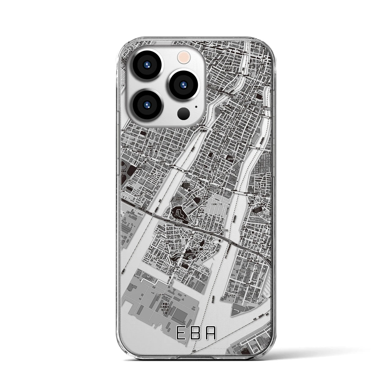 【江波(広島県)】地図柄iPhoneケース(クリアタイプ)