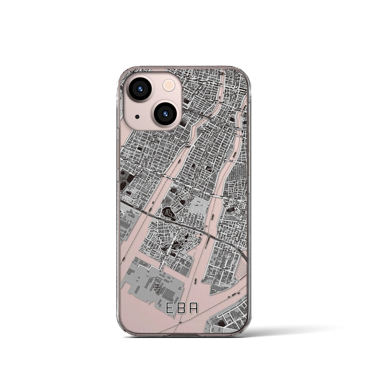 【江波(広島県)】地図柄iPhoneケース(クリアタイプ)